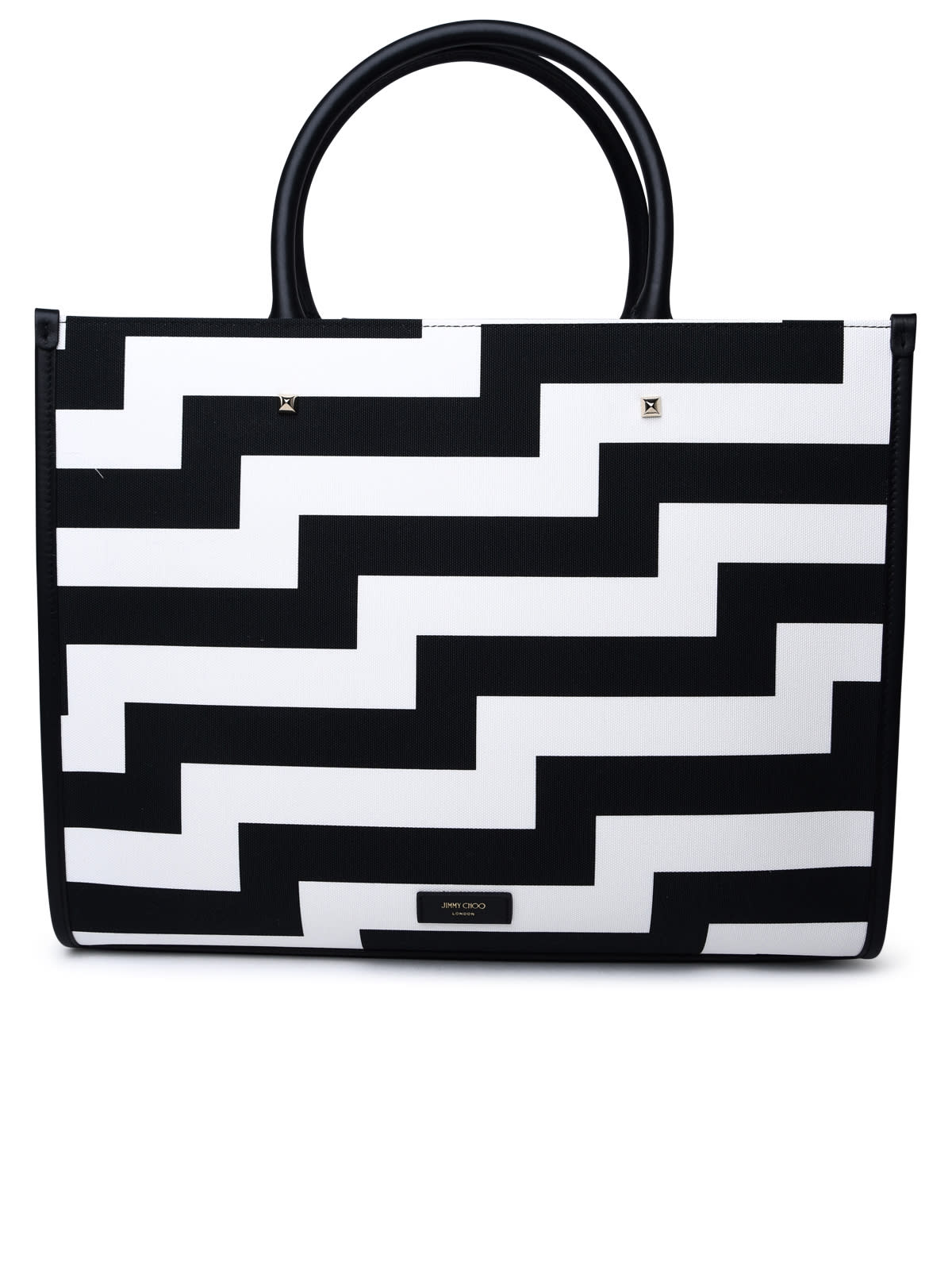 Shop Jimmy Choo Two-tone Fabric Bag In Black