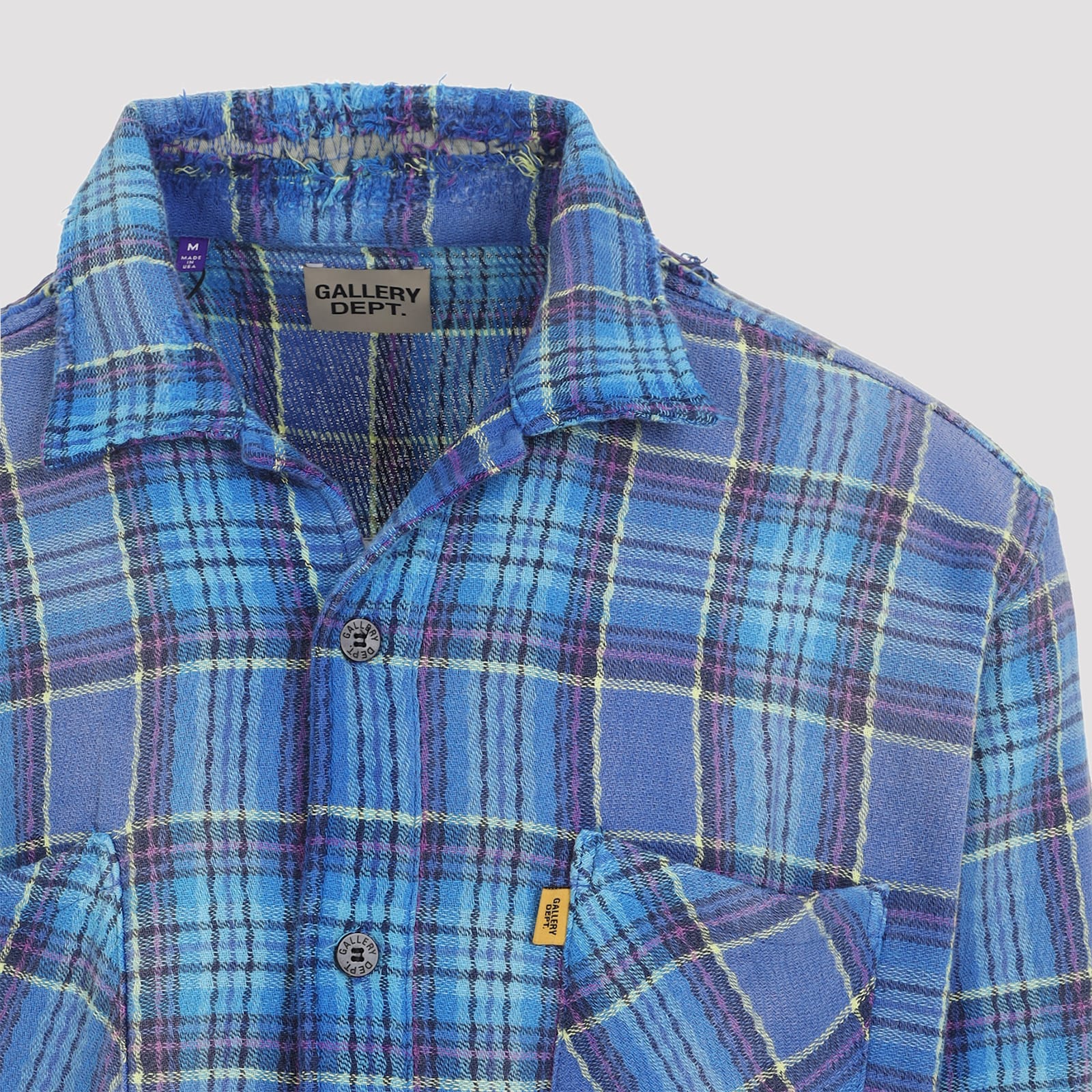 Gallery Dept. Mens Blue Multi Marley Flannel Checked Cotton Shirt In Blue