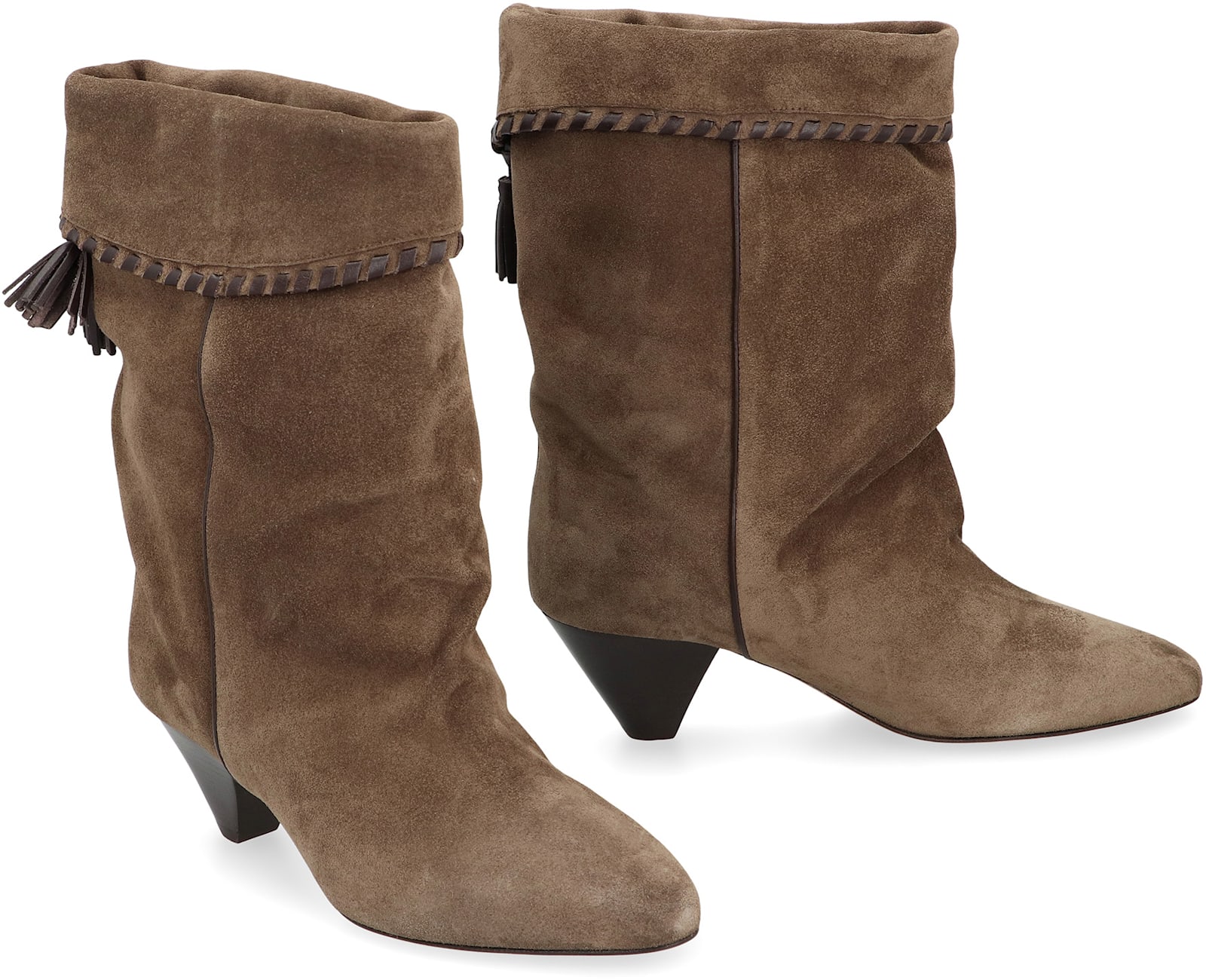 Isabel Marant Suede Ankle Boots Featuring Cone Heel In Brown