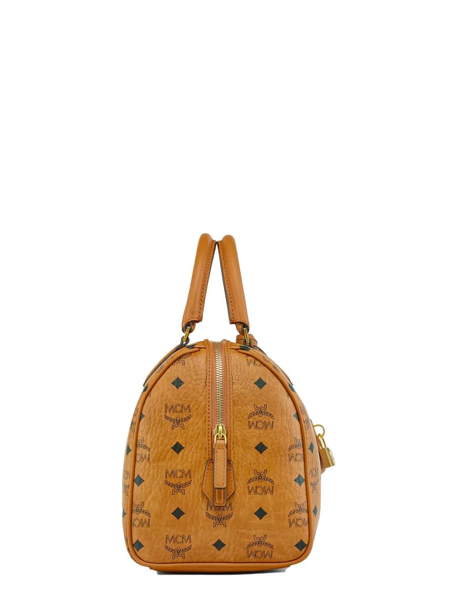 Mcm Shoulder Bag With Adjustable Strap And Top Handle In Brown