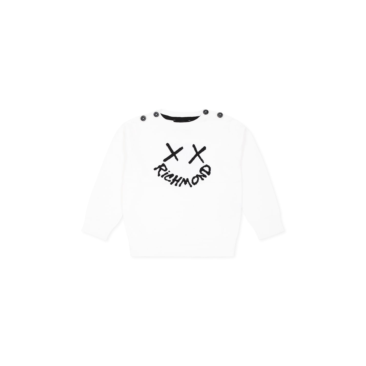 Richmond White Sweater For Baby Boy With Logo In White