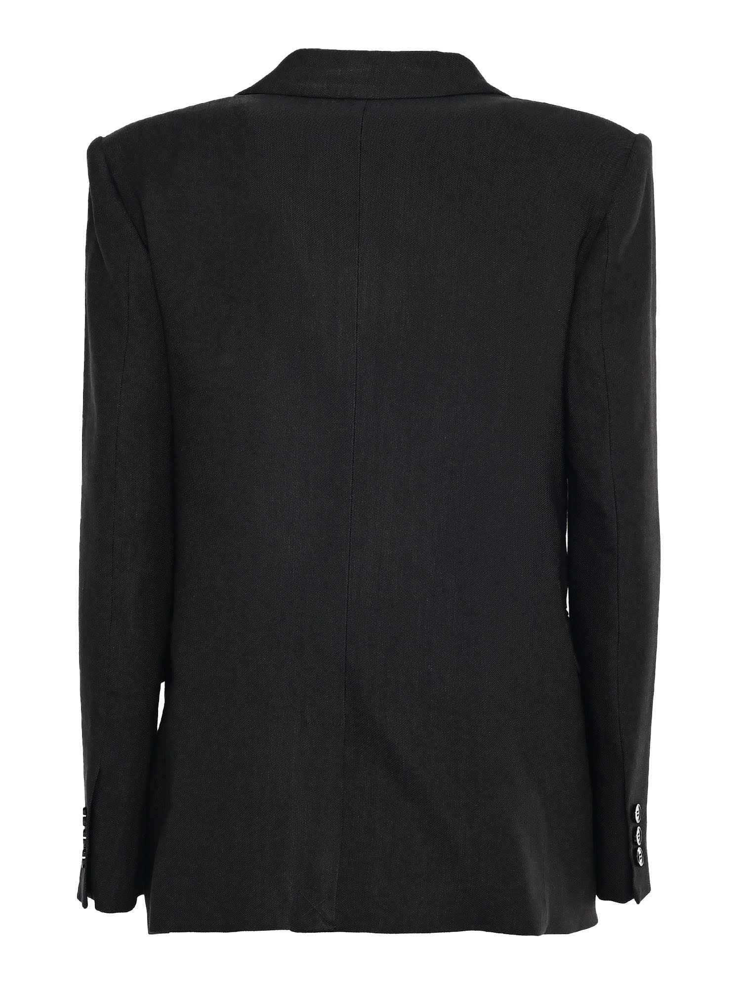 Elisabetta Franchi Double-breasted Gabardine Jacket In Black