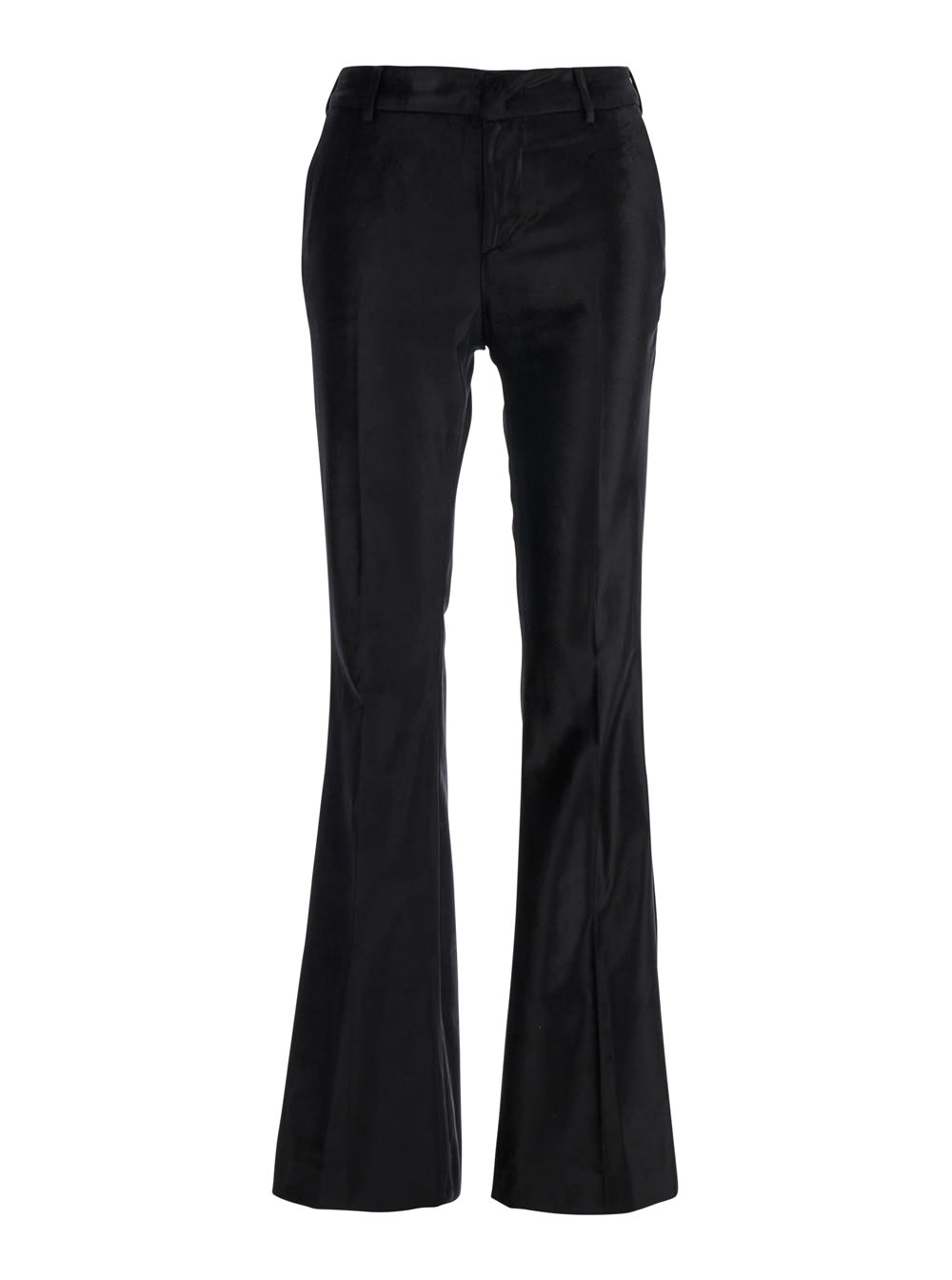 elsa Black Flared Trousers With Velvet Effect In Cotton Blend Woman