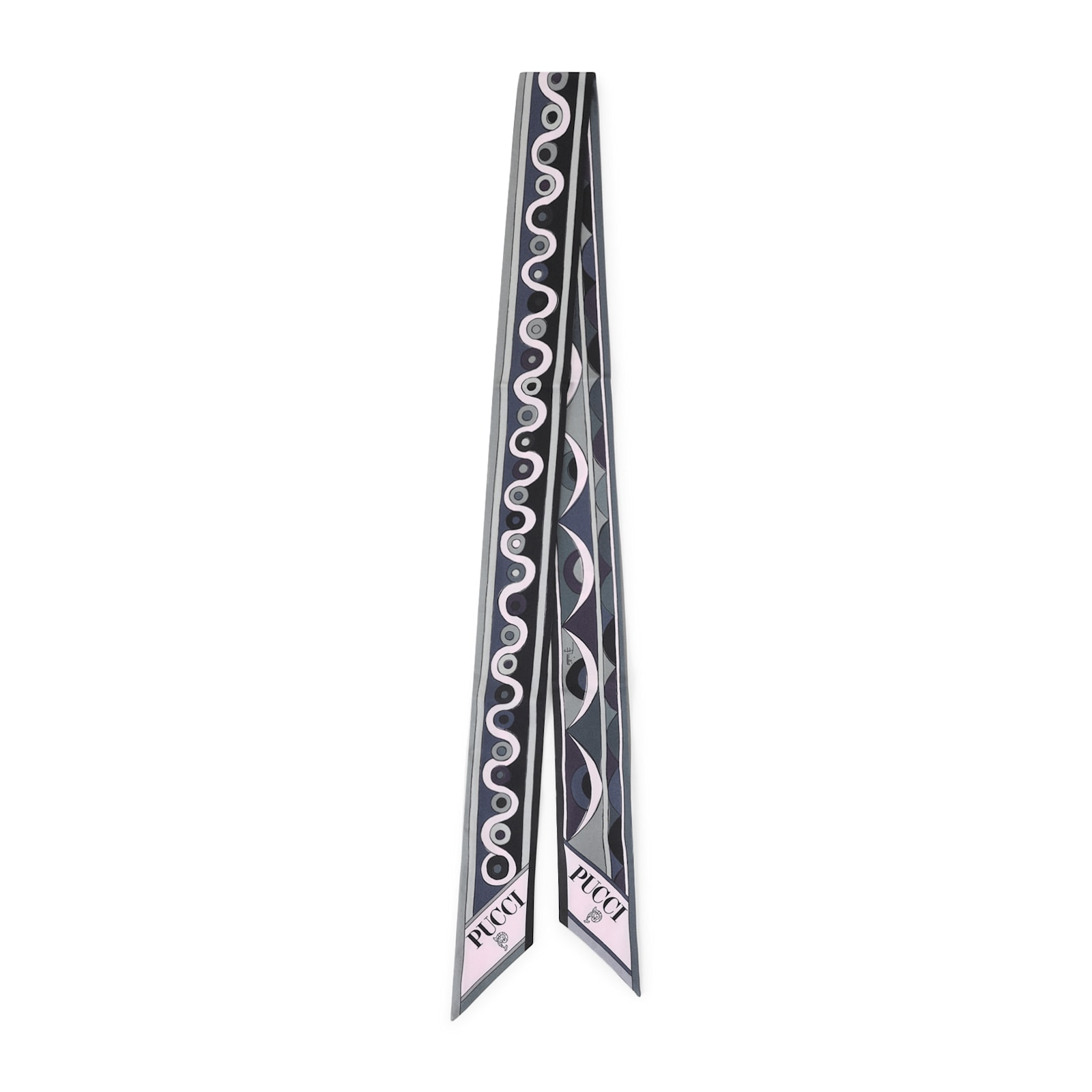 Pucci Patterned Silk Bandeau With Logo-print In Silver
