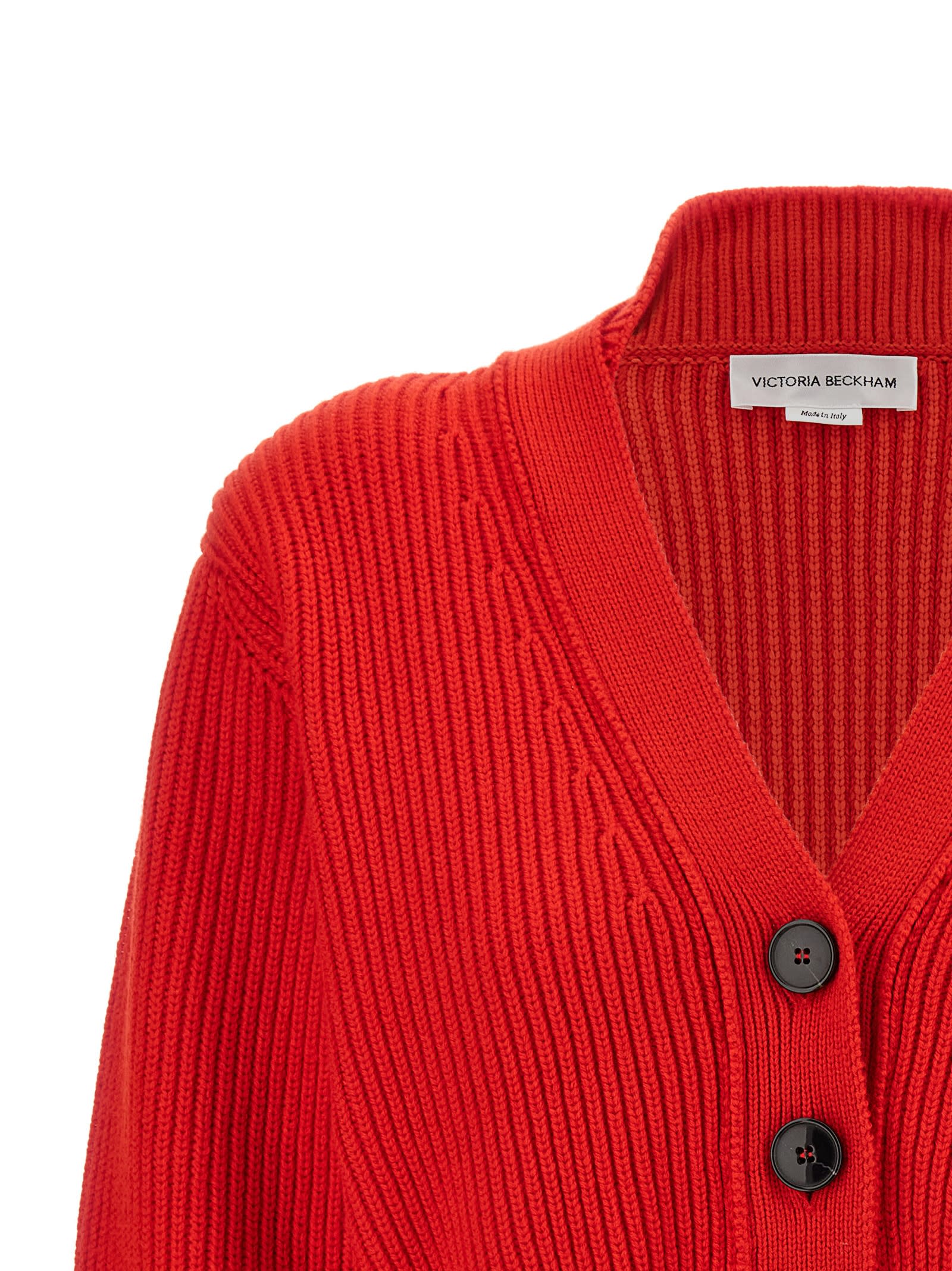 Shop Victoria Beckham Cropped Cardigan In Red