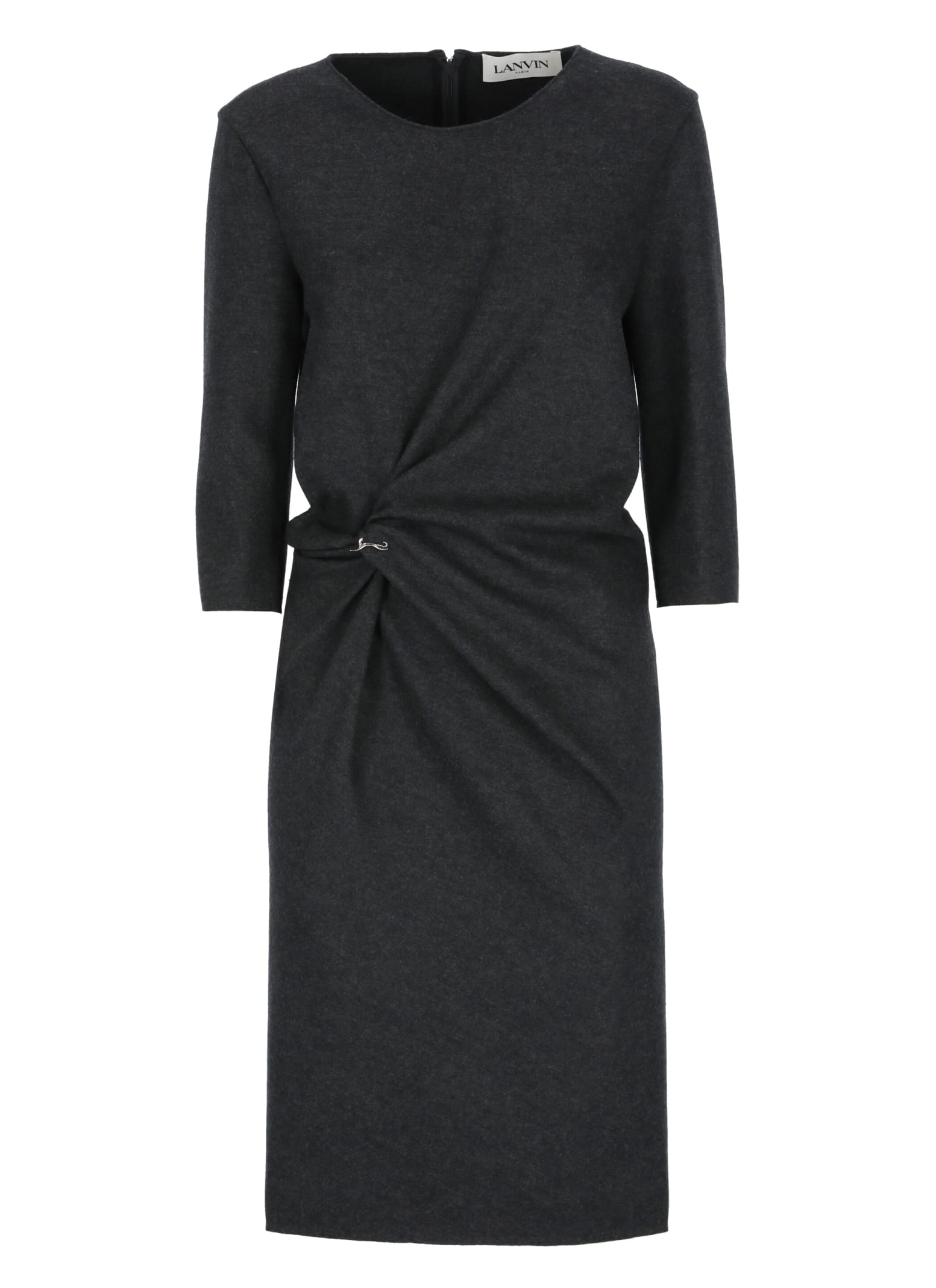 Shop Lanvin Wool Dress In Grey