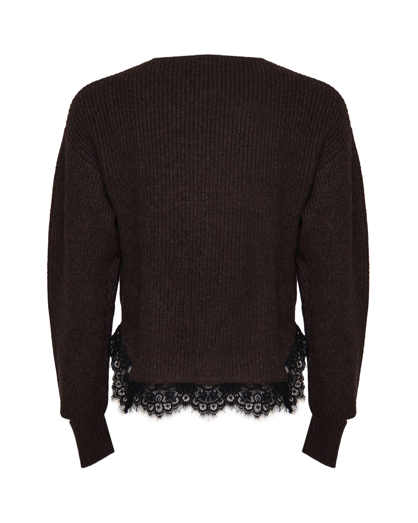 Shop Pinko Sweater With Cut-out Details On The Cuffs In Brown