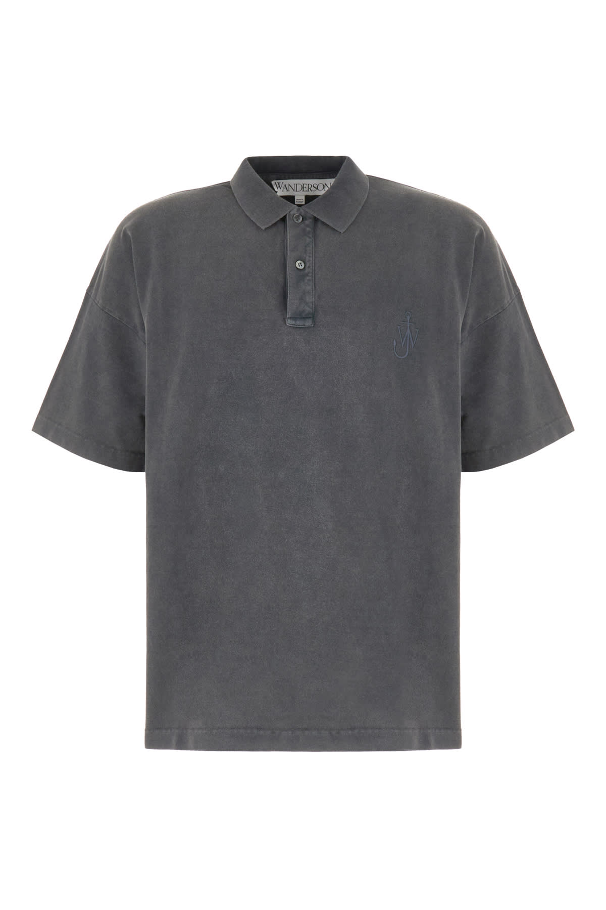 Jw Anderson Graphite Piquet Oversize Polo Shirt In Charcoal