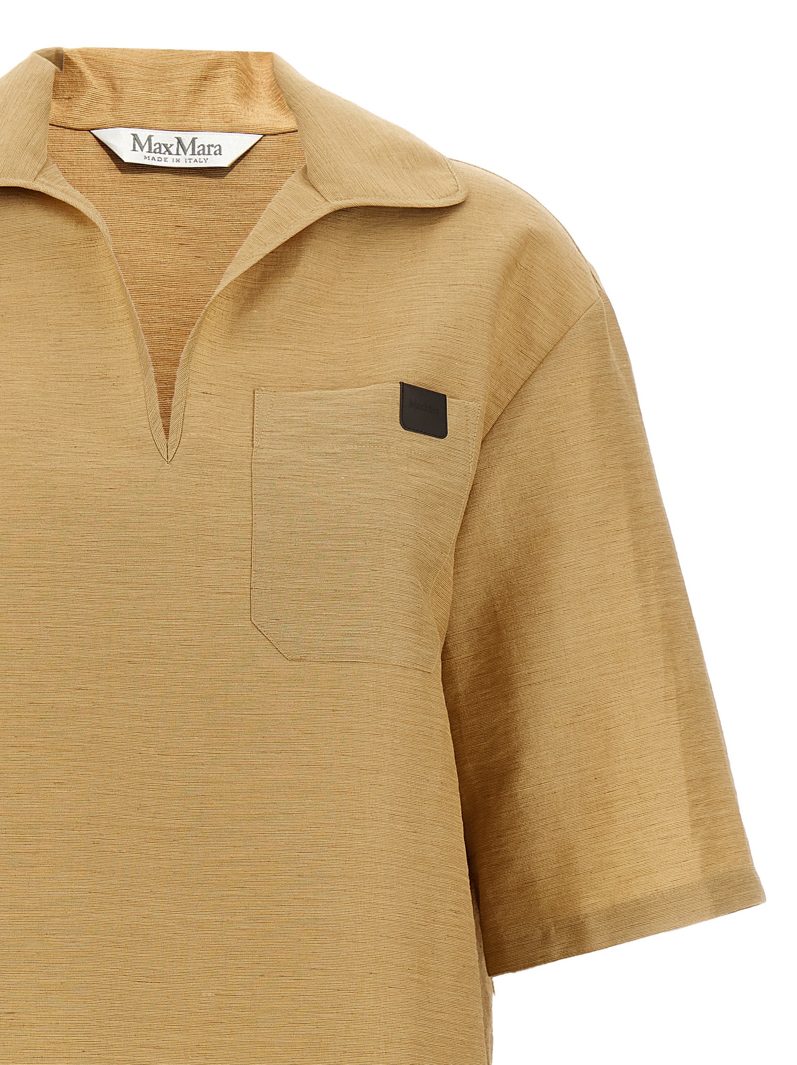 Max Mara Knitwear Sweater With Chest Pocket And V Neck In Gold