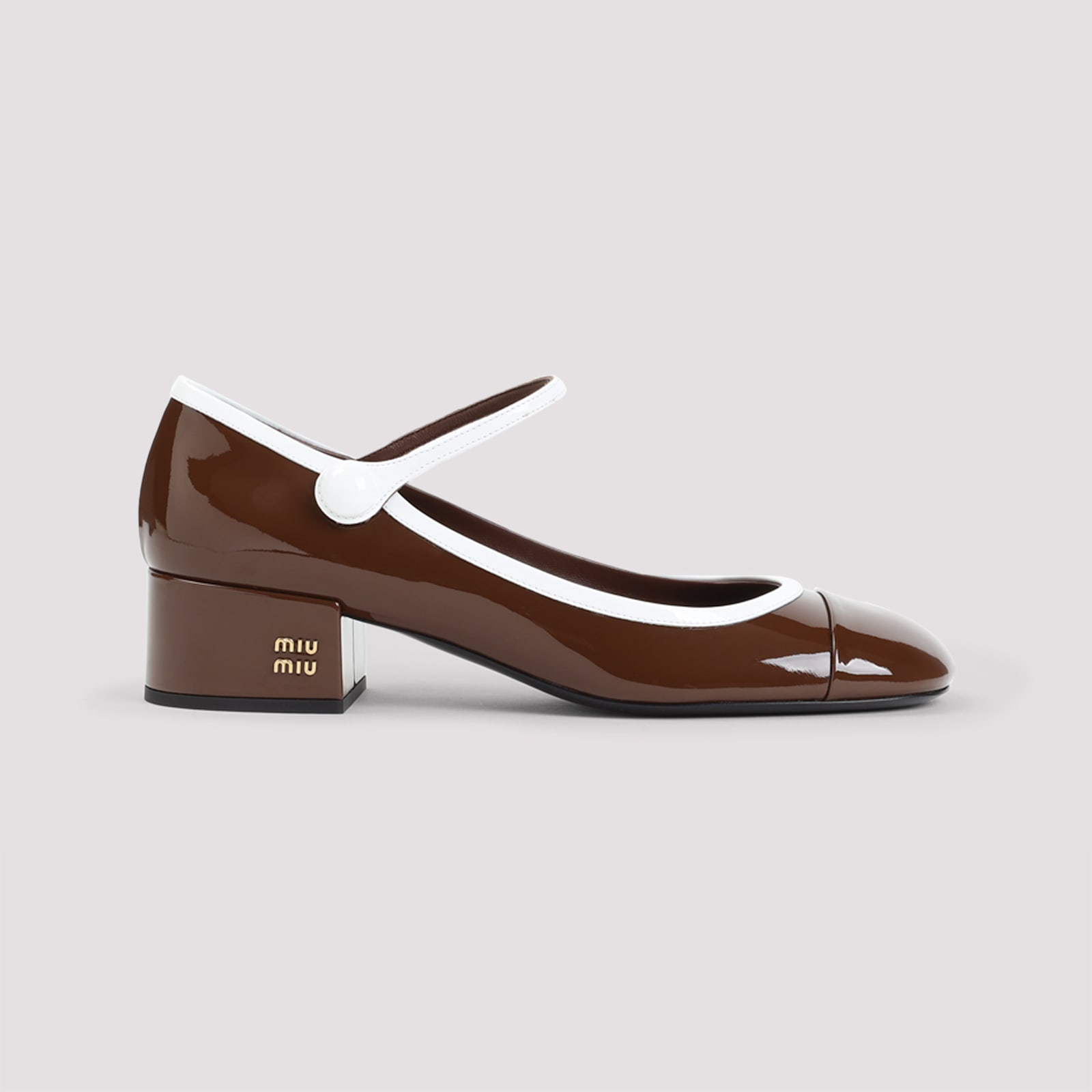 Miu Miu Bicolor Patent Leather Block-heel Mary Jane Pumps In Multi