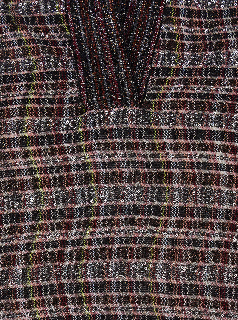 Missoni Multicolor Sweater With Wide Collar And All-over Zigzag Pattern In Wool Blend Woman In Multi