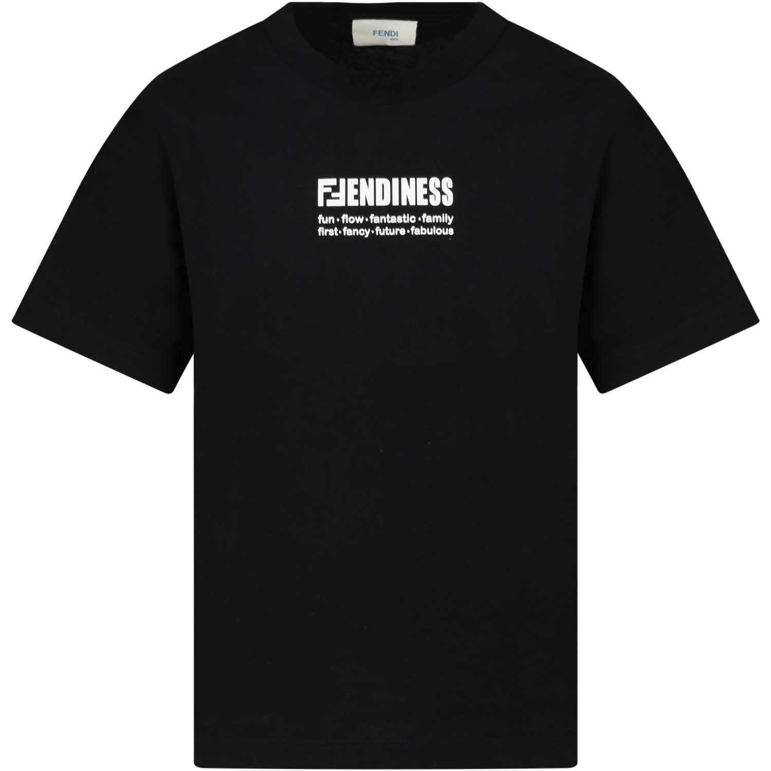 Fendi Black T-shirt For Kids With Double Ff