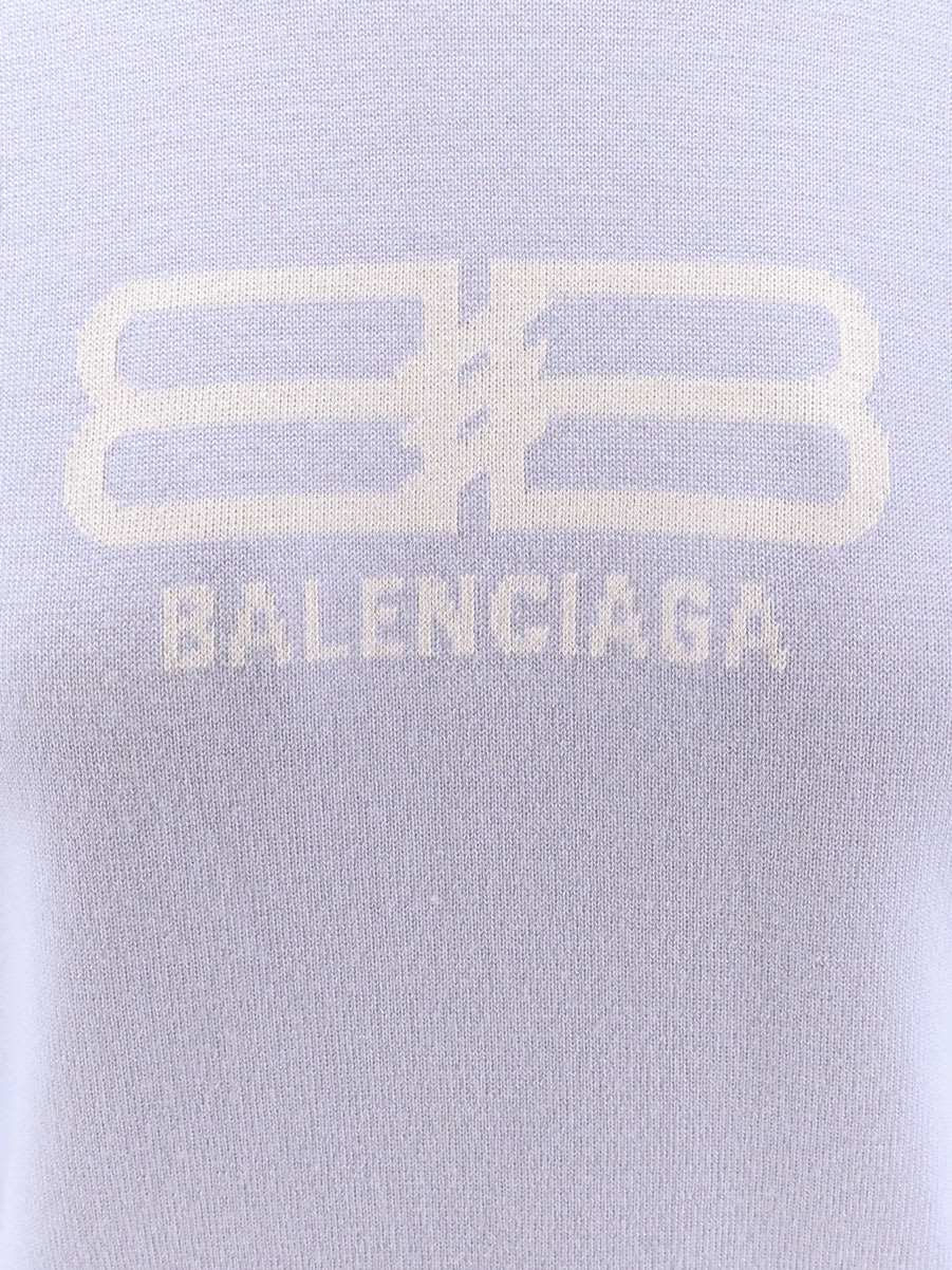 Balenciaga Women Wool And Cotton Blend Sweater In Blue