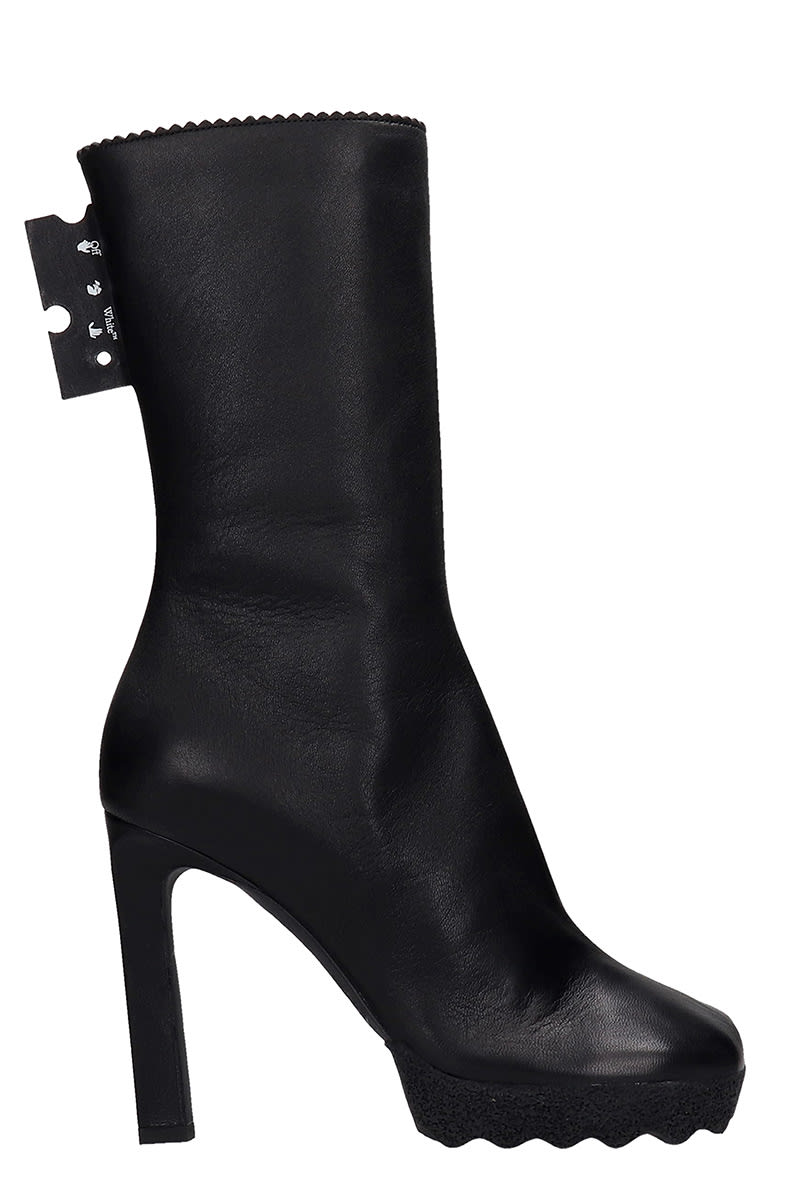 OFF-WHITE HIGH HEELS ANKLE BOOTS IN BLACK LEATHER,OWID005F20LEA0011000 1000 BLACK