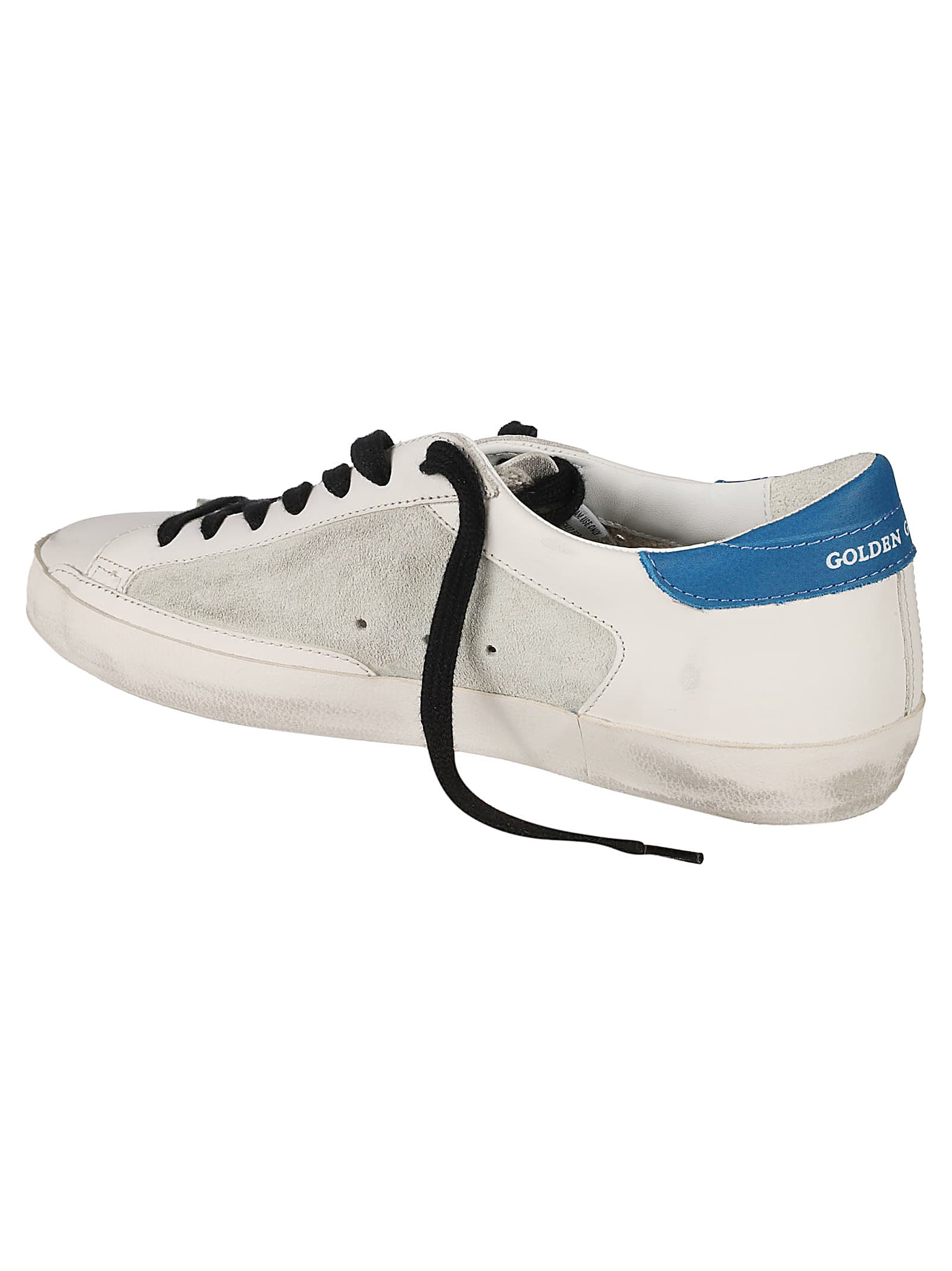 Shop Golden Goose Super-star Double Quarter Sneakers In White/ice/beige/blue