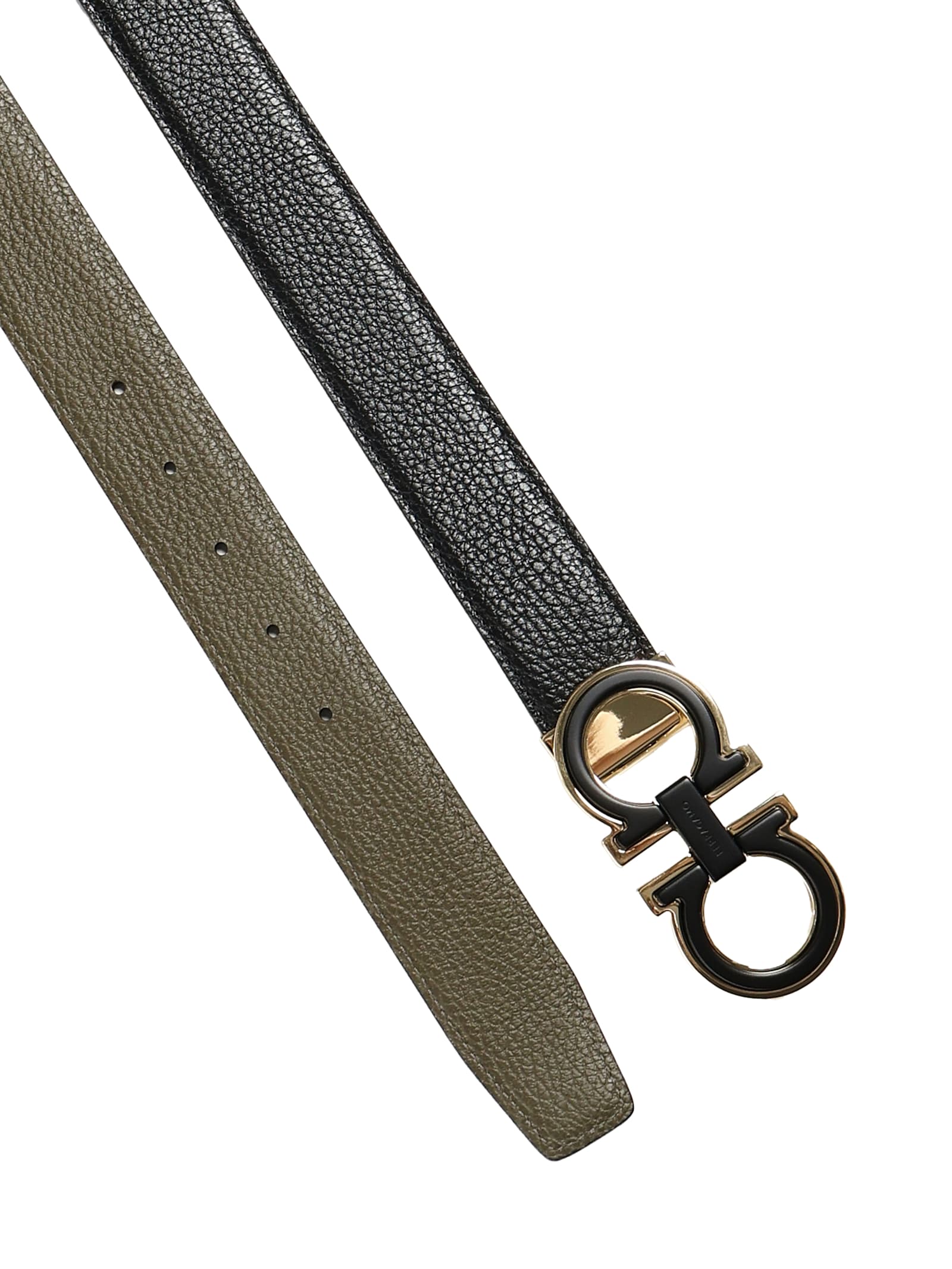 Ferragamo Gancini-buckle Leather Belt In Black