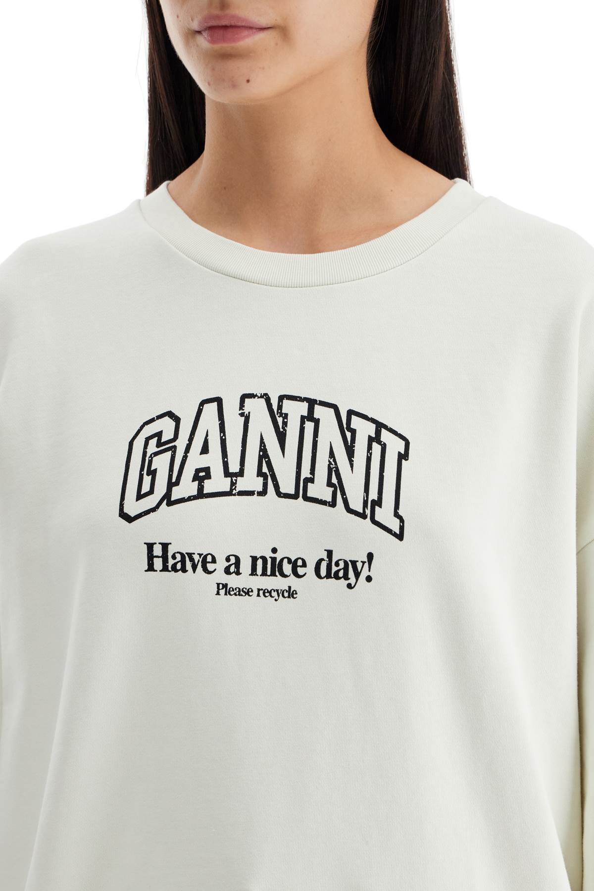 Shop Ganni Oversized Isoli In Egret (white)