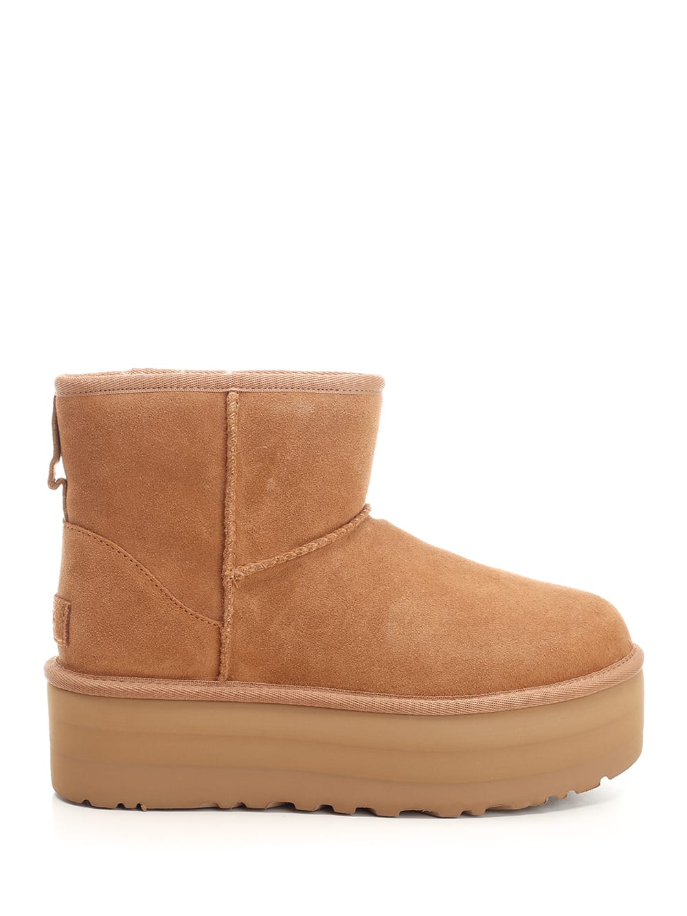 Ugg Camel Suede Classic Mini Platform Ankle Boots In Brown