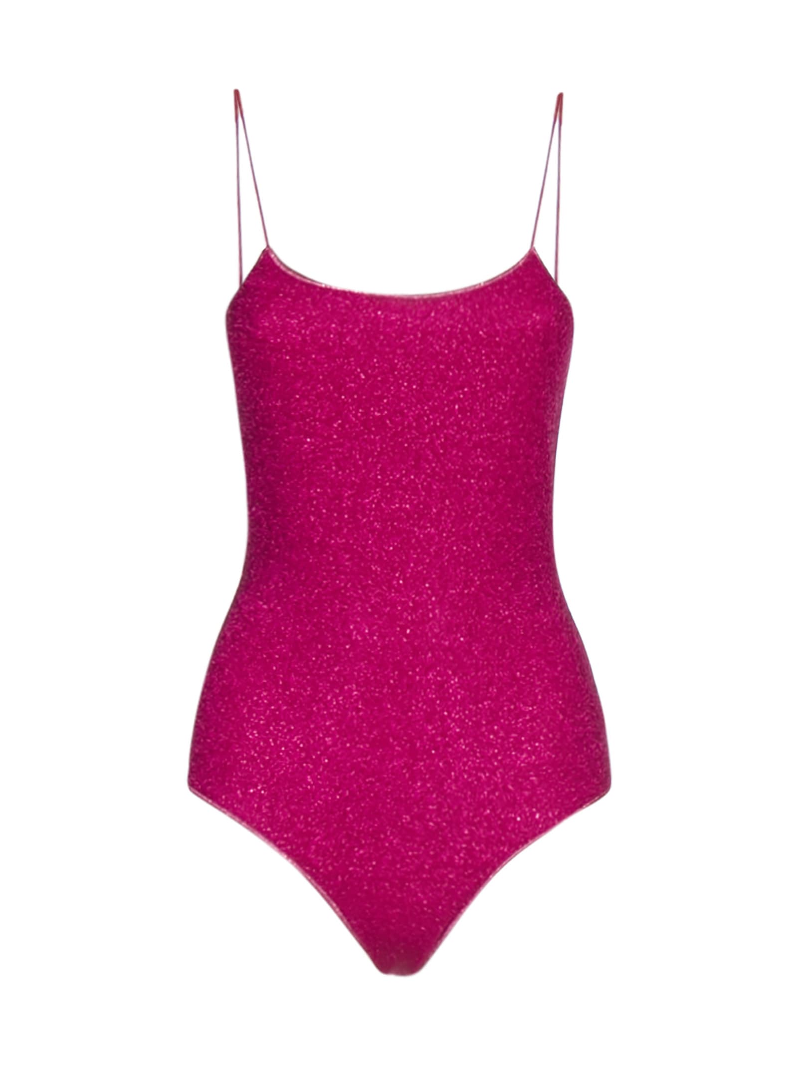 Oseree Lumiere Lame Swimsuit In Fucsia