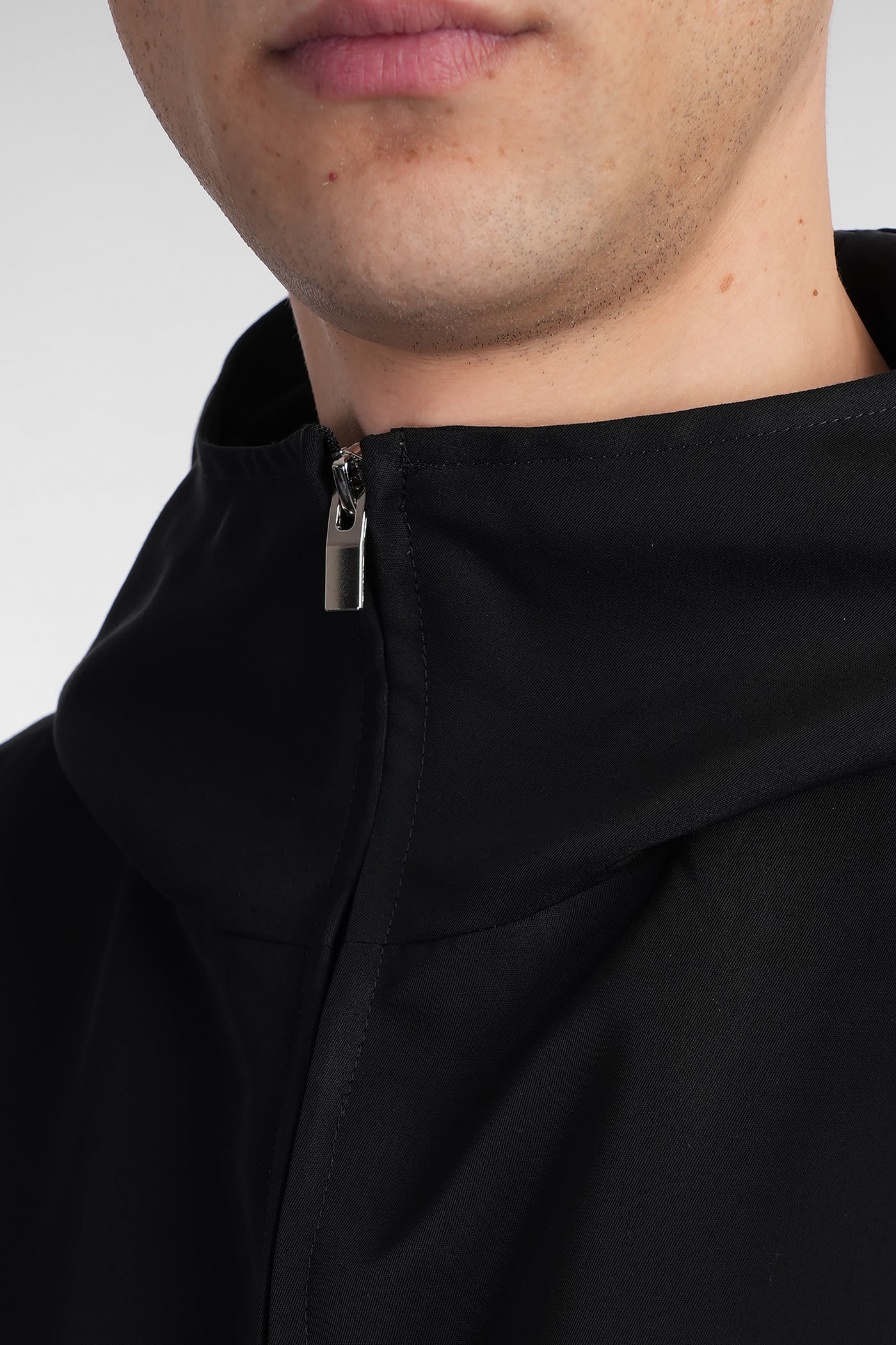Attachment Casual Jacket In Black Wool In Black