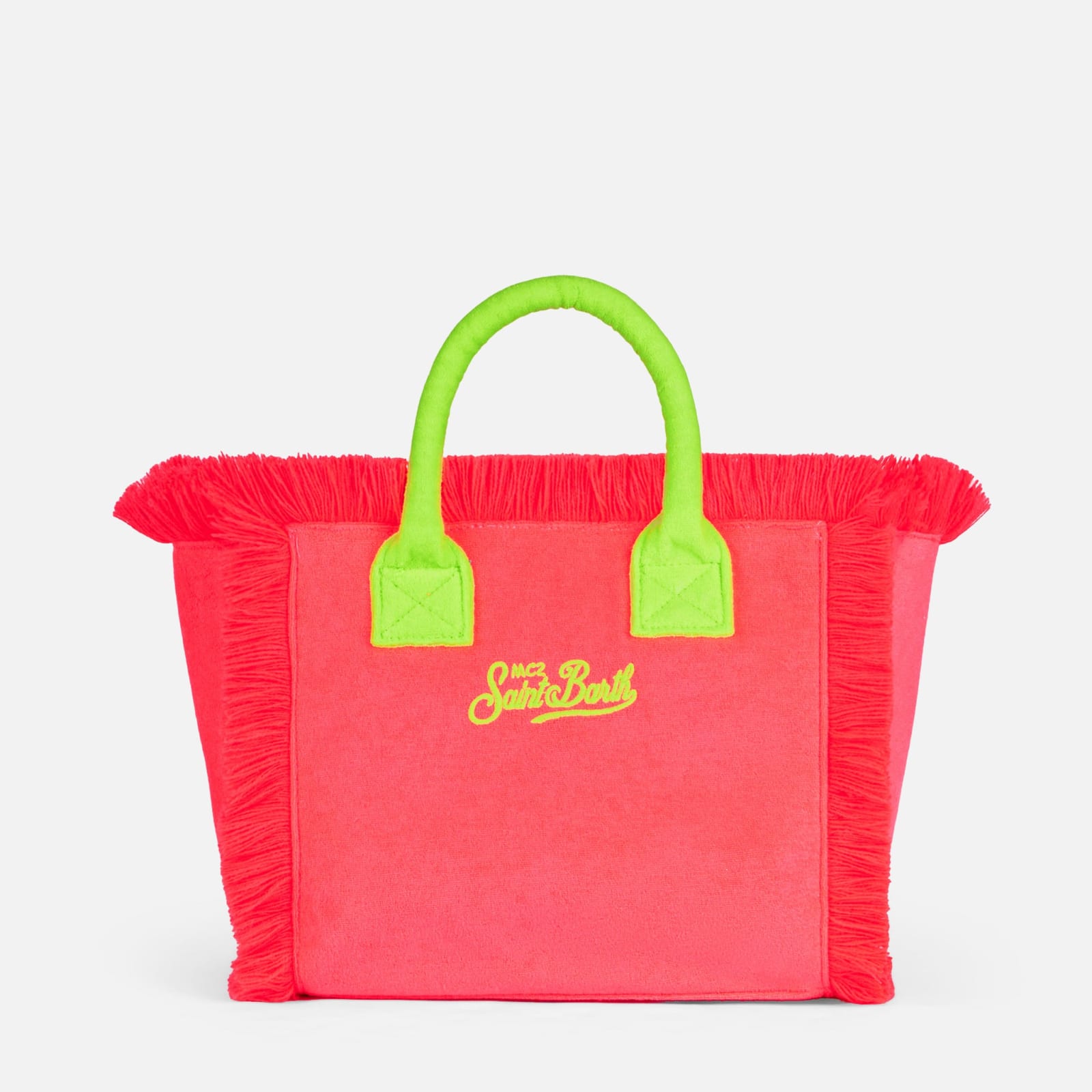 Shop Mc2 Saint Barth Colette Fuchsia Terry Handbag With Saint Barth Logo In Pink