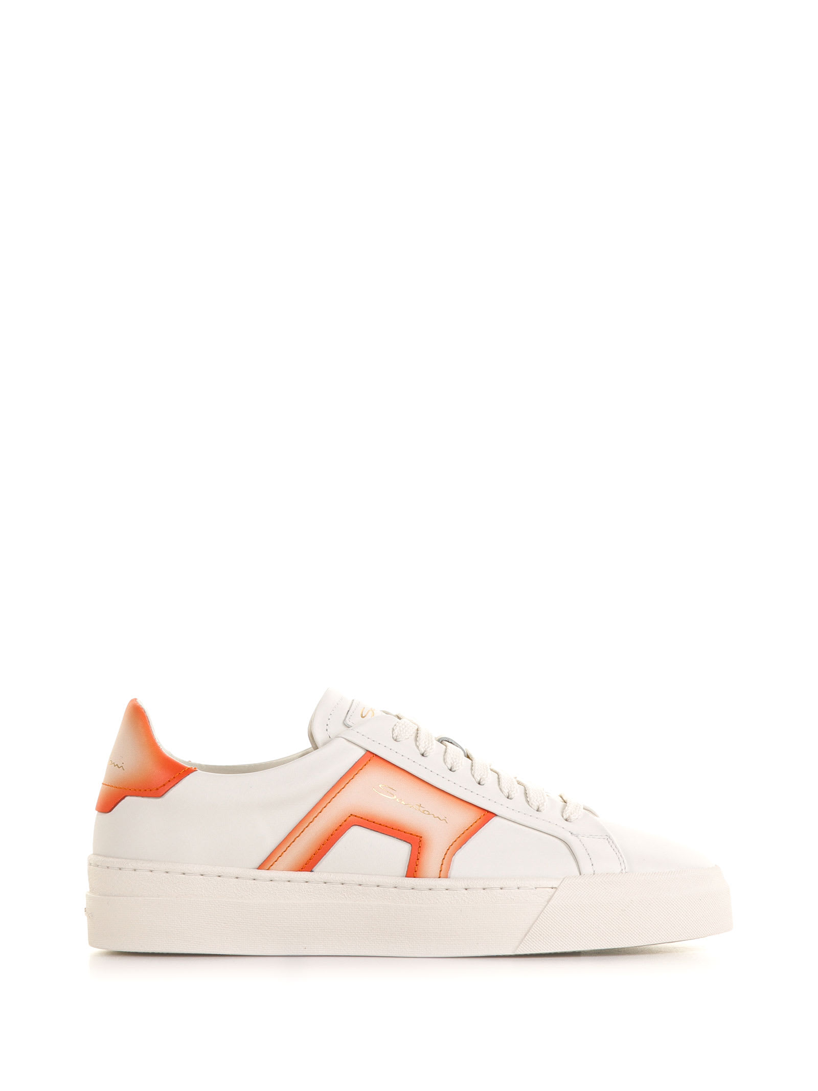 SANTONI DOUBLE BUCKLE SNEAKER IN LEATHER