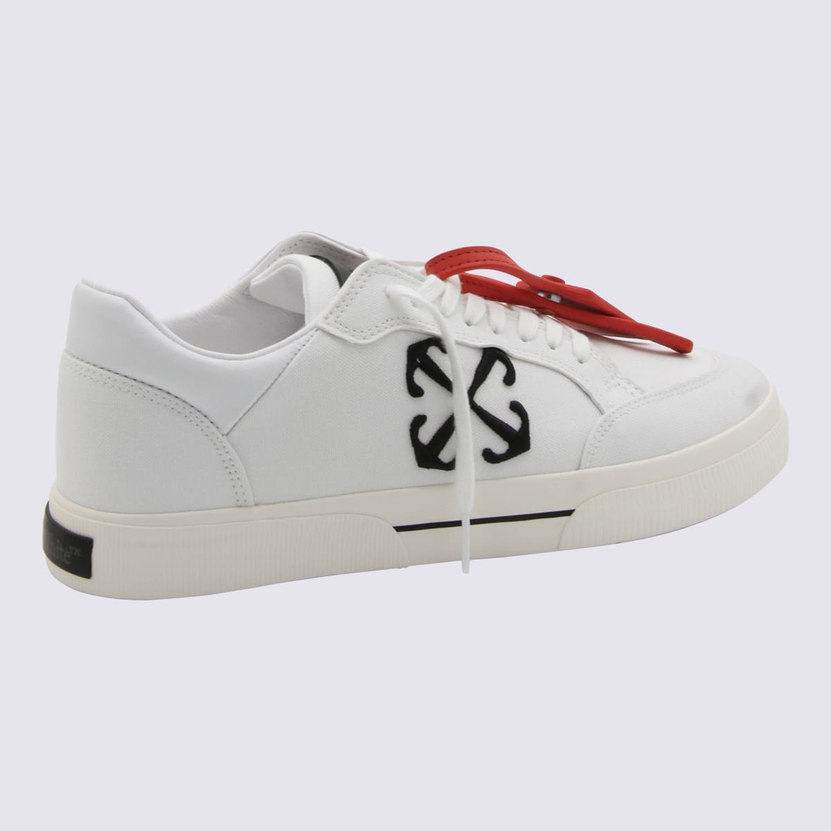 Shop Off-white White And Black Canvas Vulcanized Sneakers