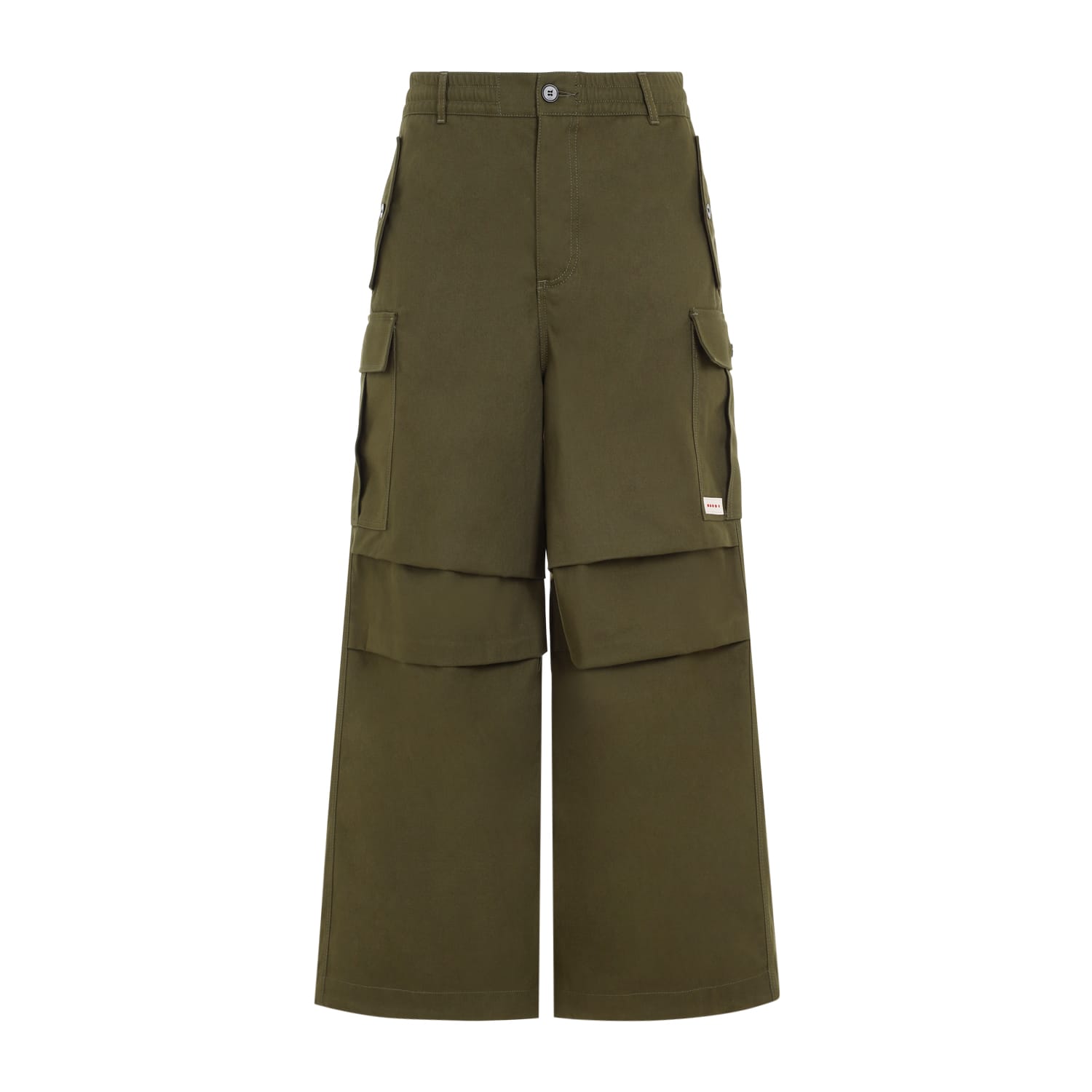 Shop Marni Cotton Trousers In Leav Green