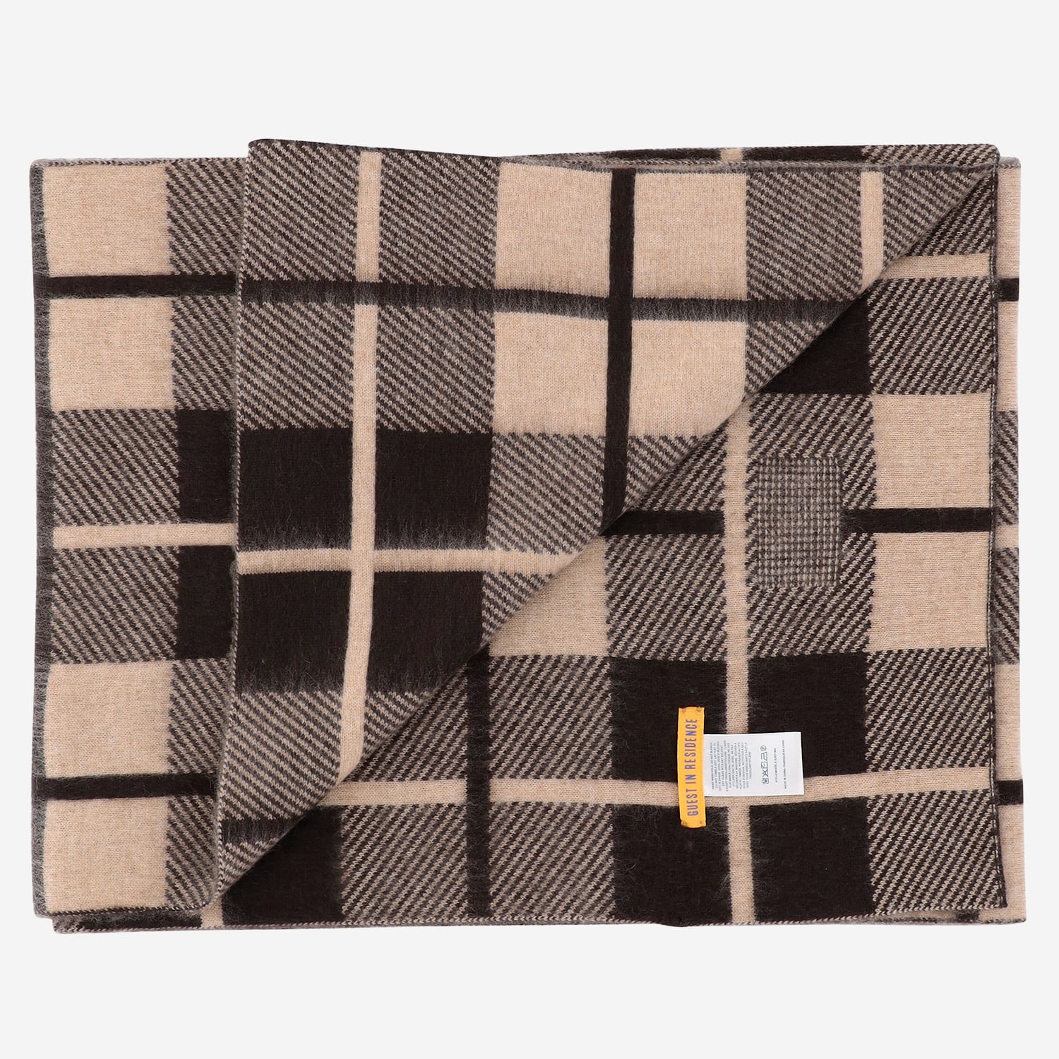 Guest In Residence Wool And Cashmere Scarf With Check Pattern In Brown