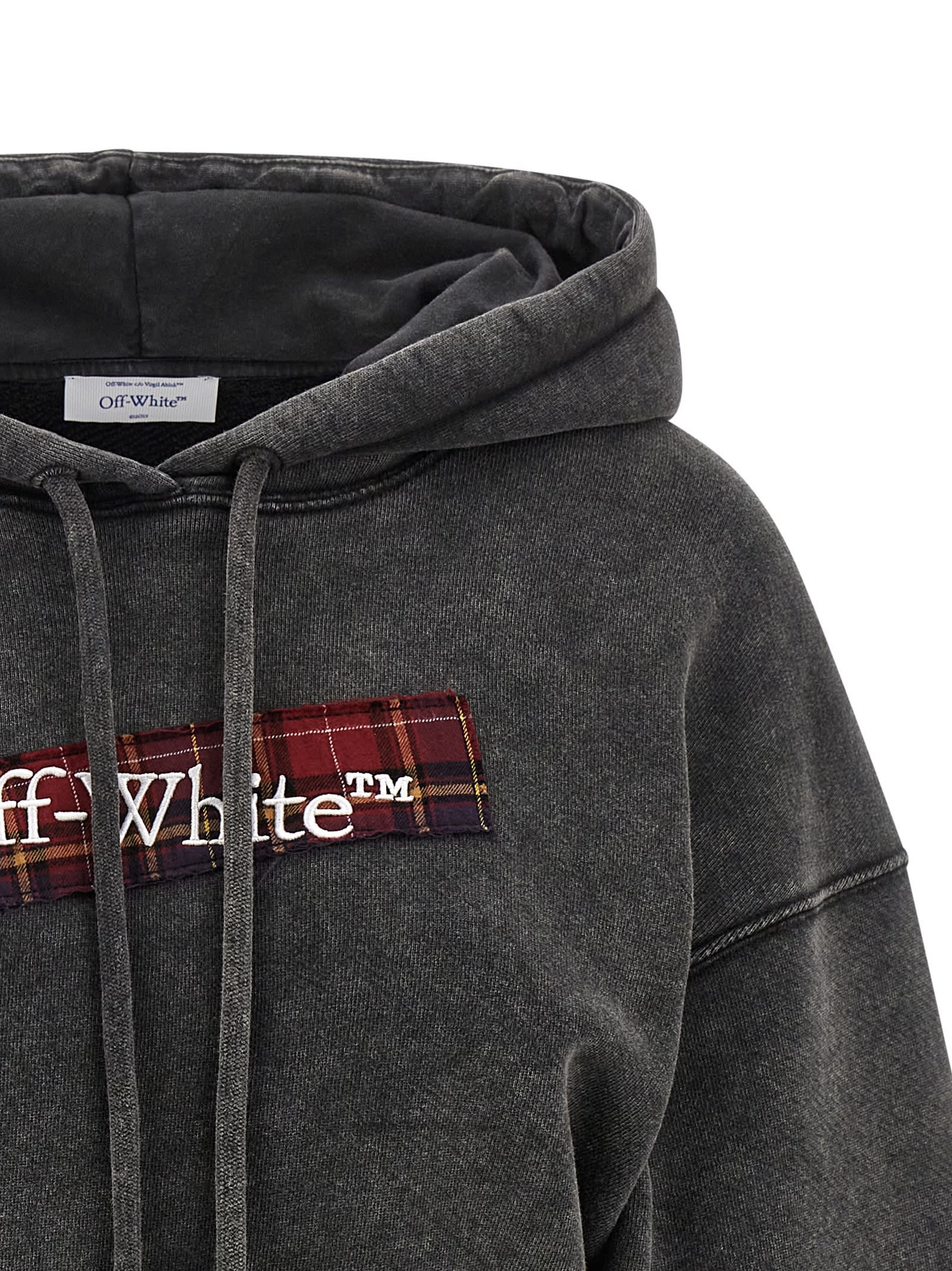 Off-white Check Flan Bookish Sweatshirt Gray In Gray