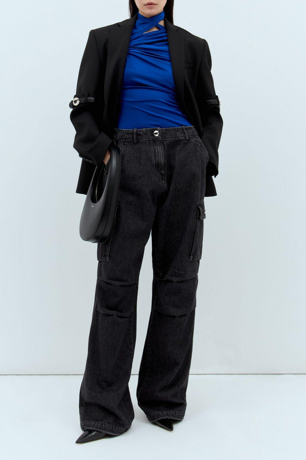 Coperni Asymmetric Cut-out Draped Top Top In Blue