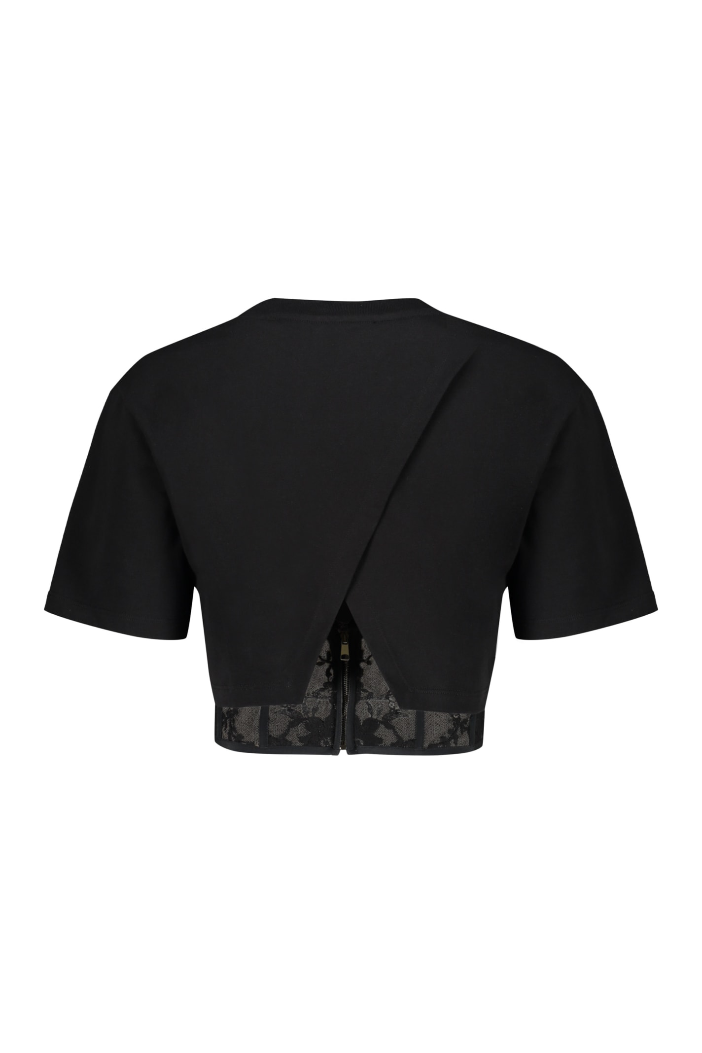 Shop Alexander Mcqueen Cotton Crop-top In Black