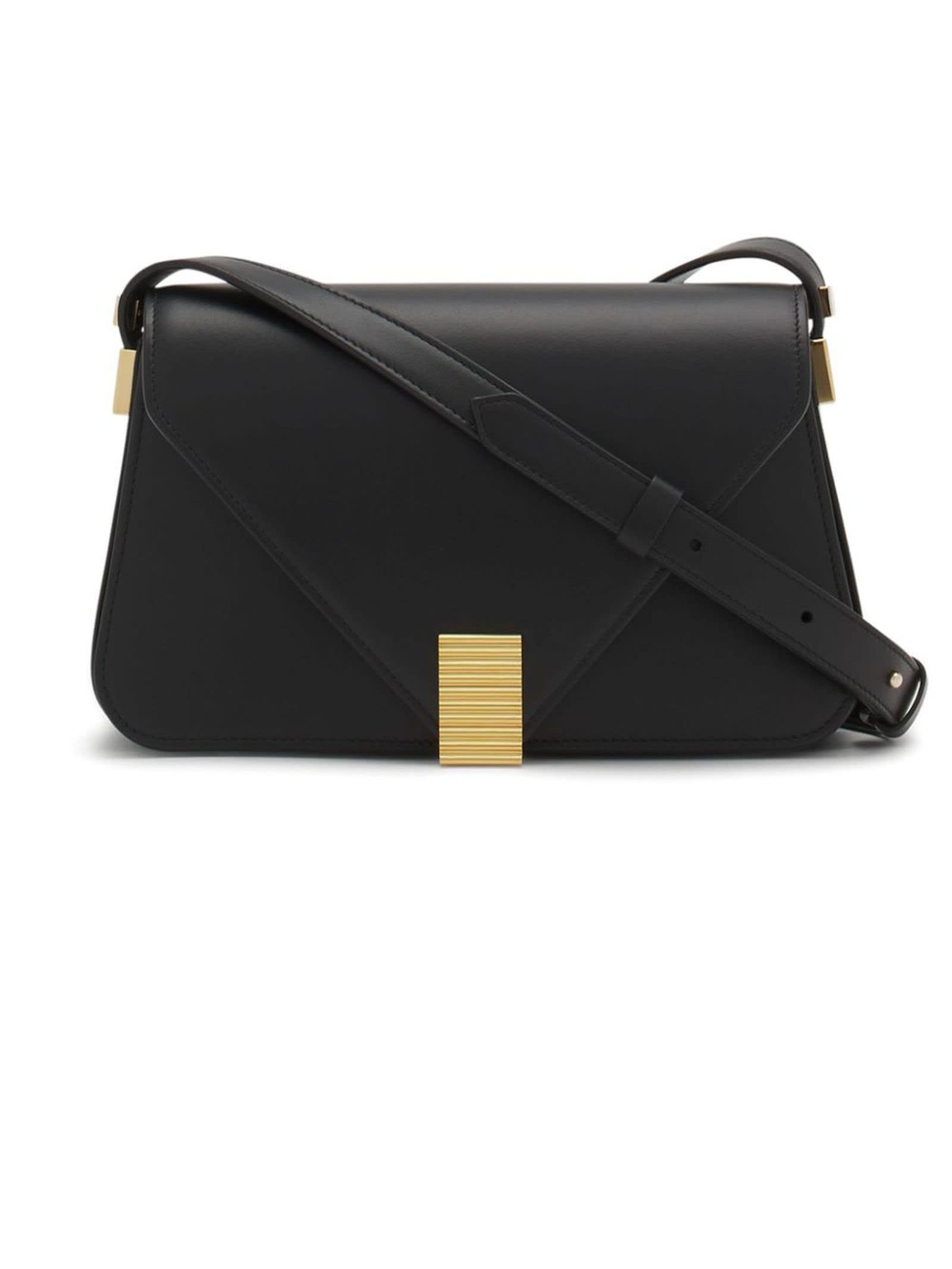 Black Calf Leather Concerto Crossbody Bag