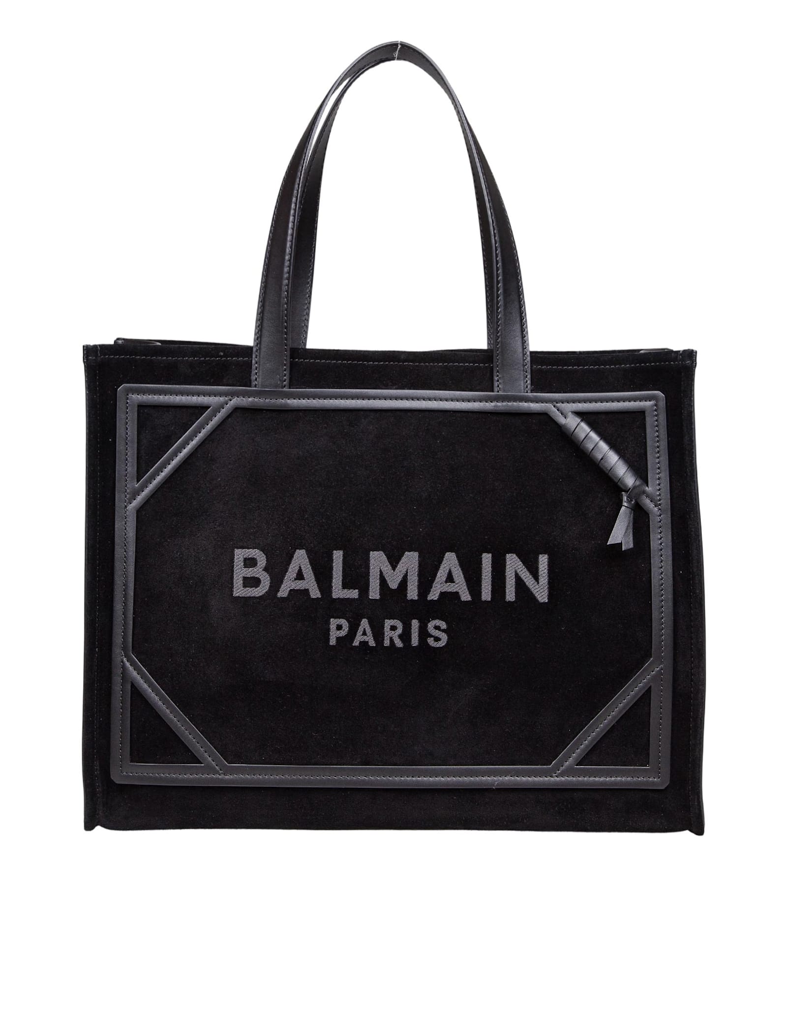 B-army Medium Suede Shopper Bag With Logo Color Black