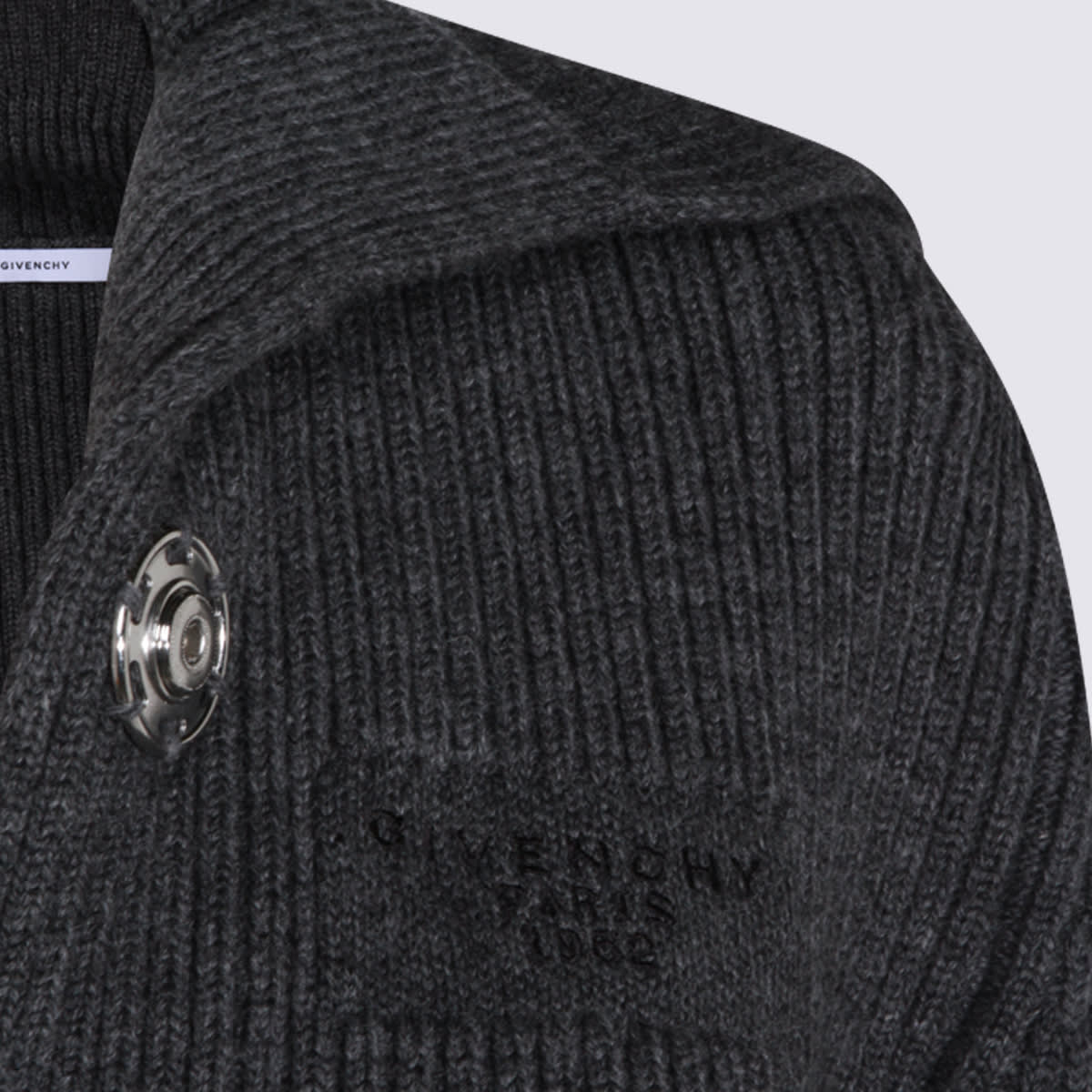 Givenchy Cropped Long Sleeve Knitwear Featuring Buttons In Gray
