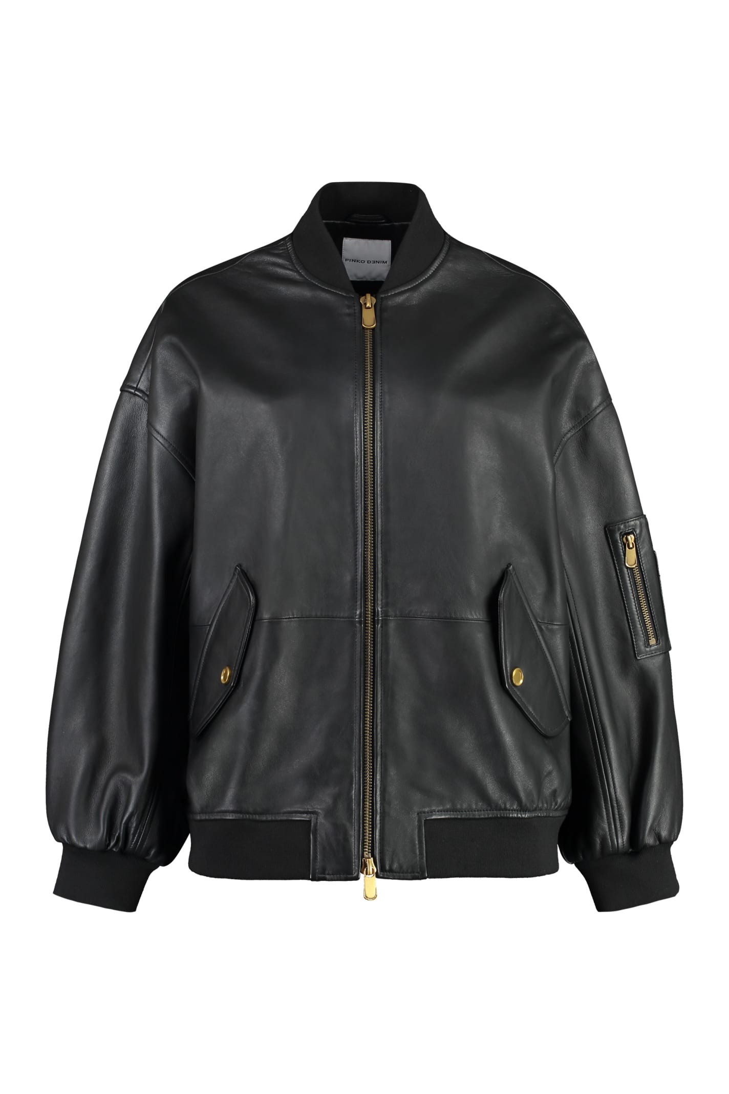 Shop Pinko Monterosi Leather Jacket In Black