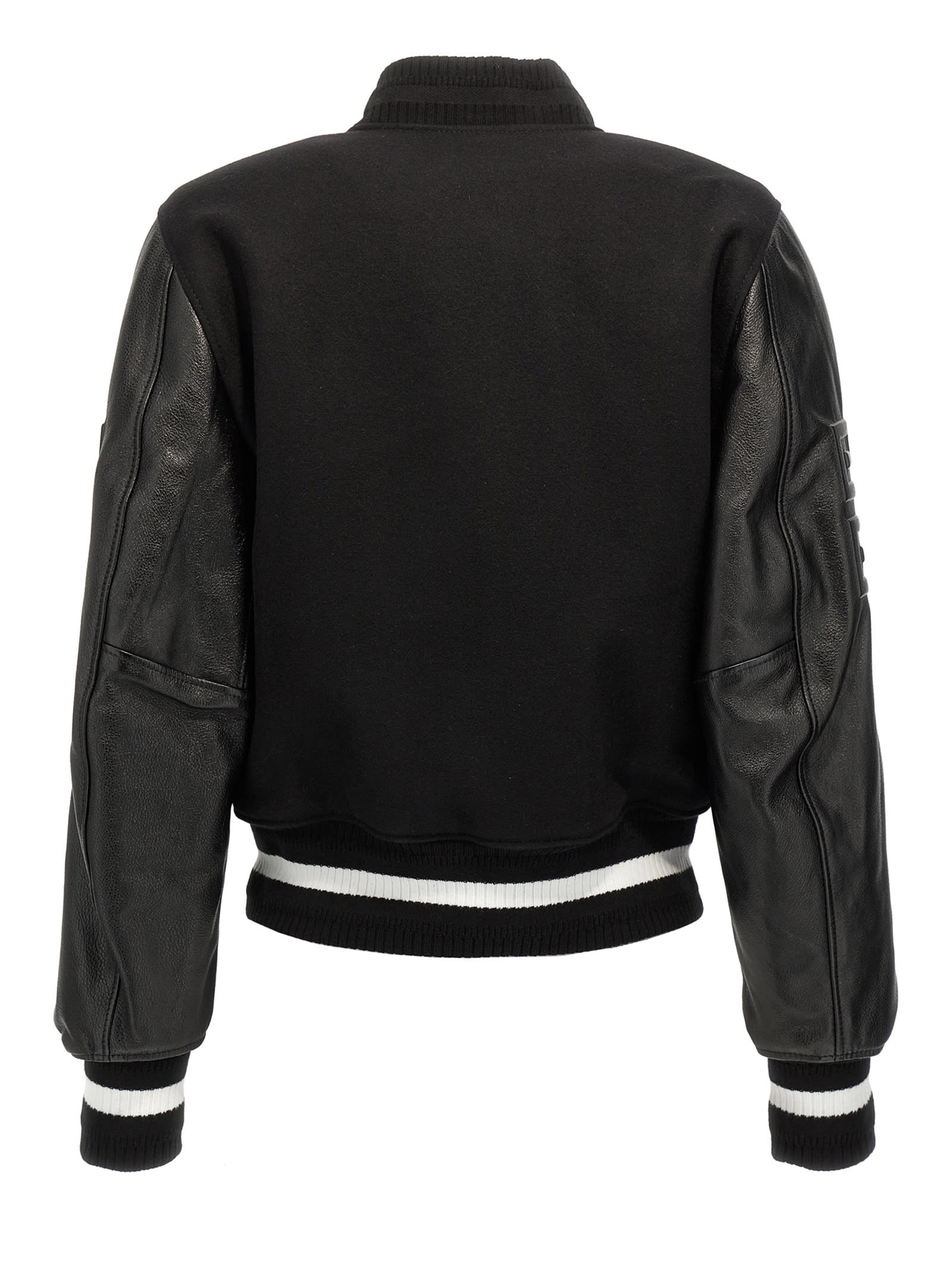 Shop Givenchy Cropped Logo Bomber Jacket In White/black