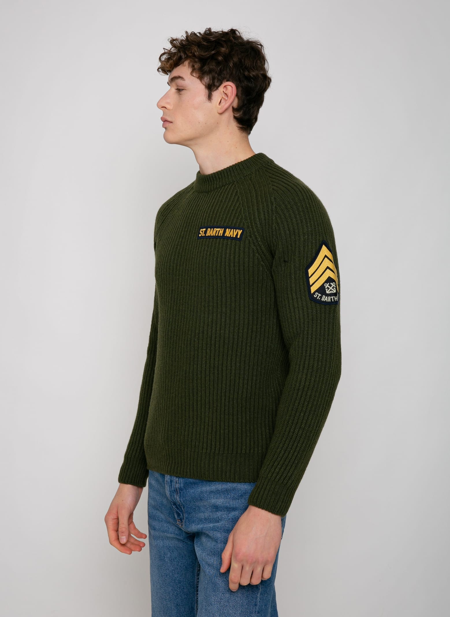 Shop Mc2 Saint Barth Man Ribbed Green Sweater