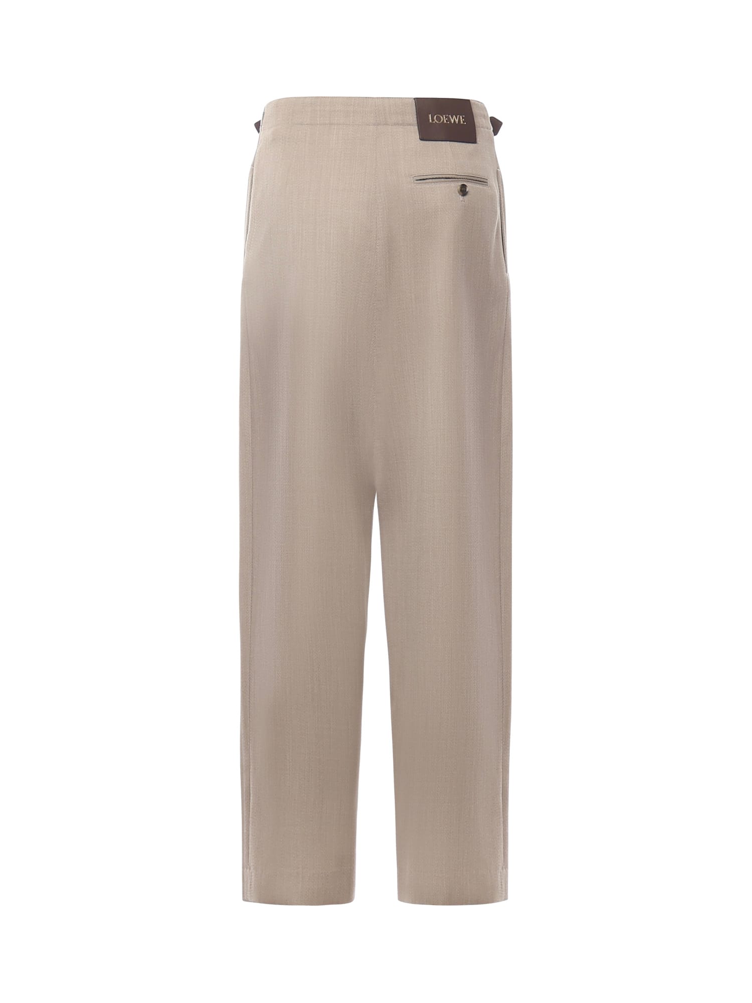 Loewe Wool Belted Trousers In Brown