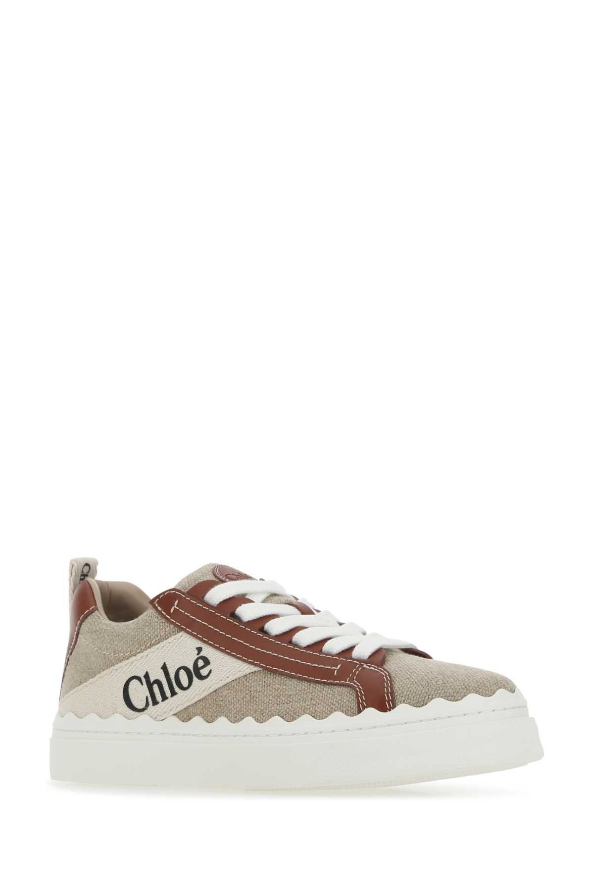 CHLOÉ MULTICOLOR FABRIC AND LEATHER LAUREN SNEAKERS