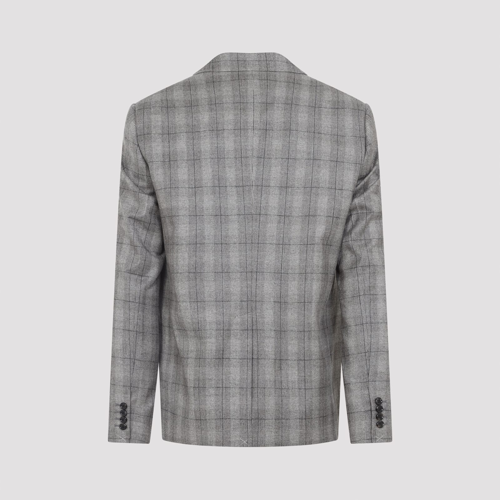 Celine Prince Of Wales Checked Wool And Cashmere-blend Blazer In Gray
