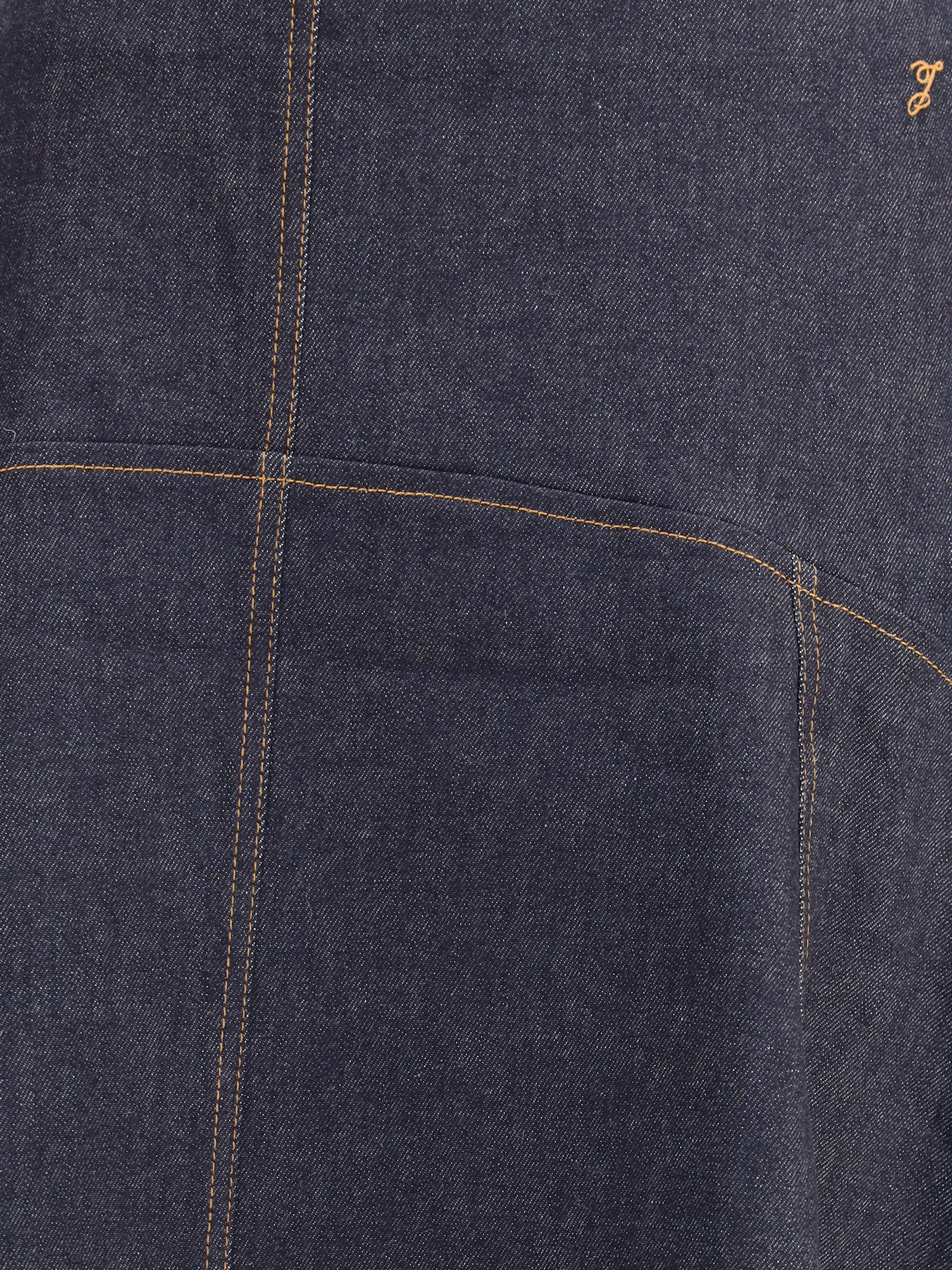 Jacquemus Denim Skirt With An Asymmetrical Cut. Contrast Stitching Detail. Hidden Side Closure. In Blue