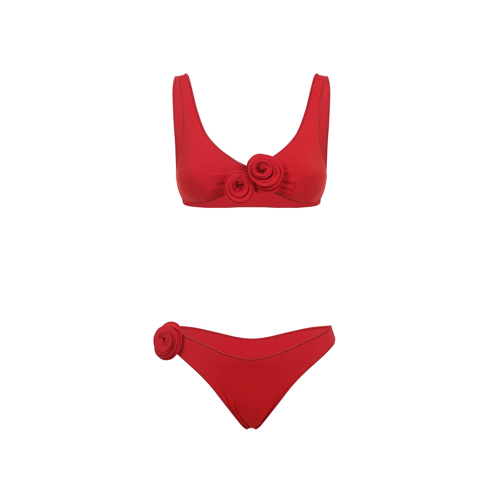 La Reveche Nuha Floral-applique Bikini In Red