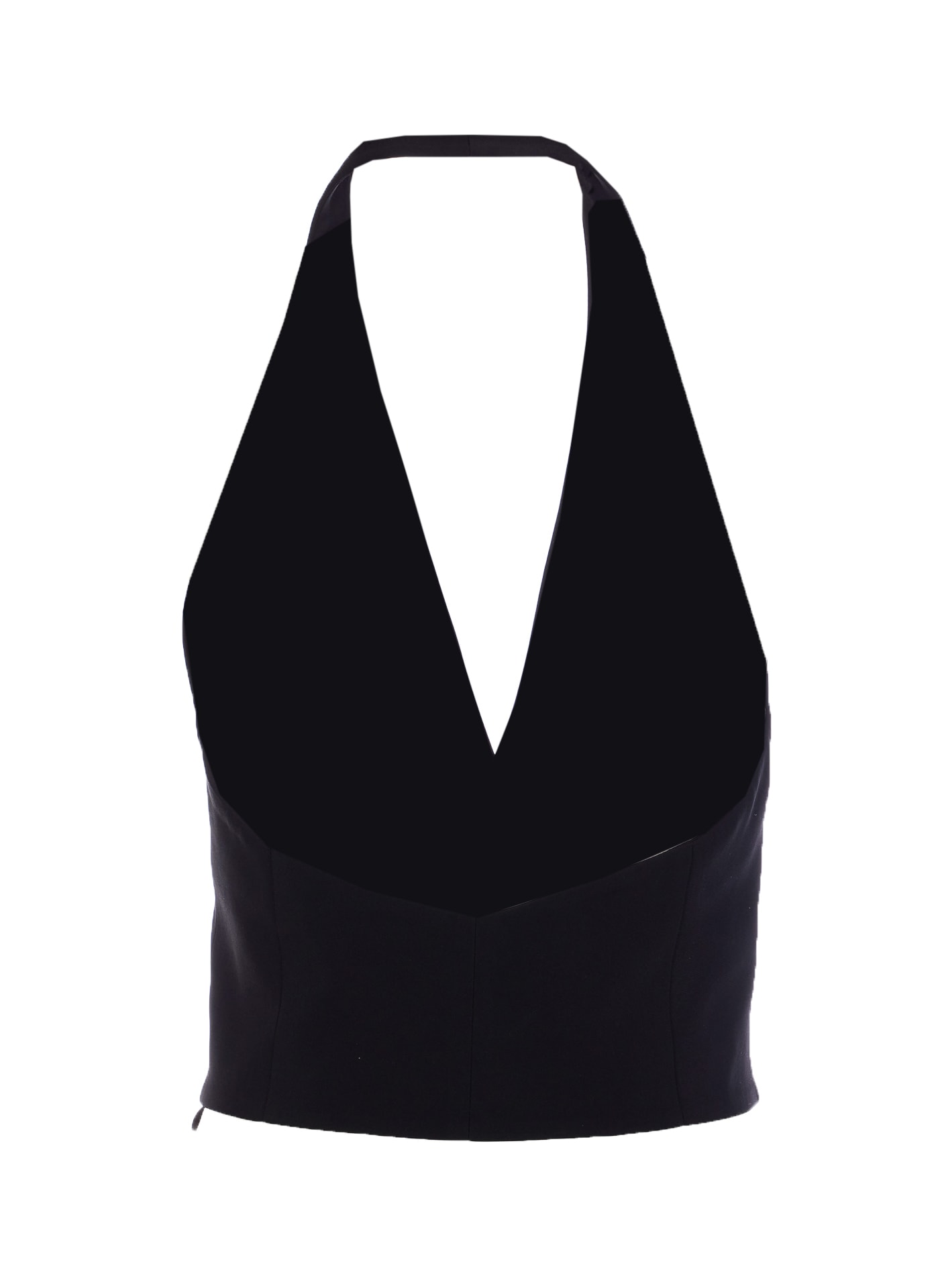 Pinko Crop V-neck Halterneck Sleeveless Tailored Vest In Black