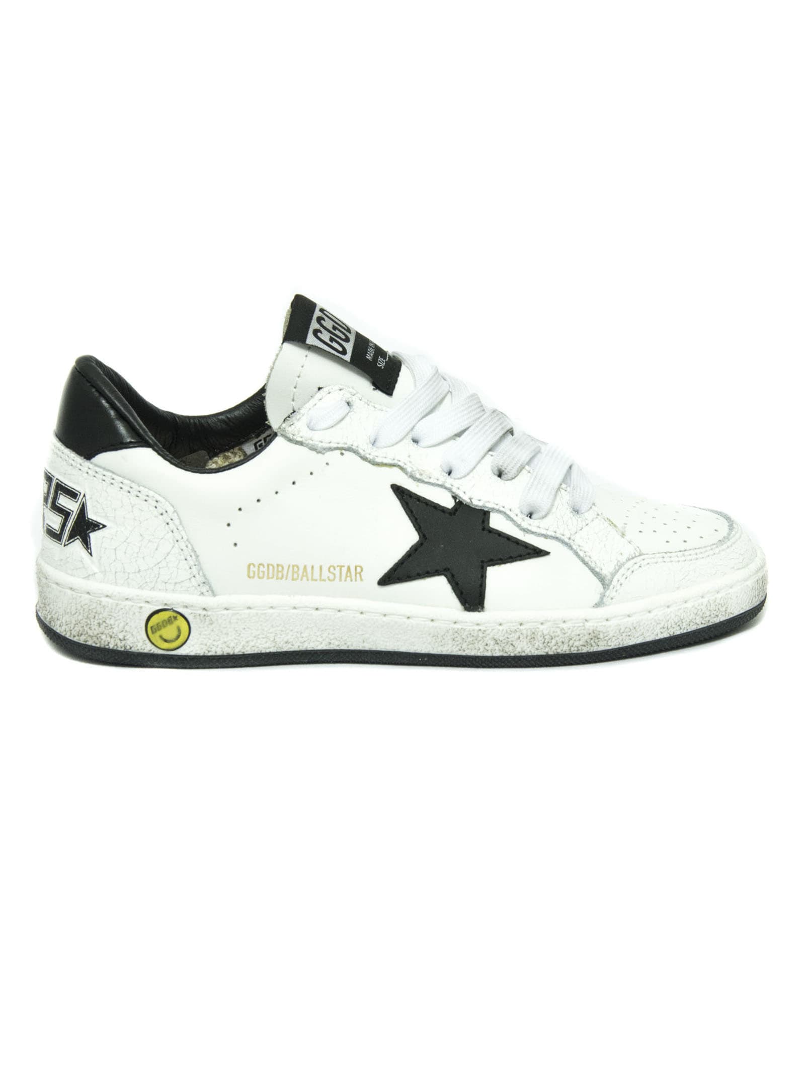 Golden Goose White And Black Leather Sneakers