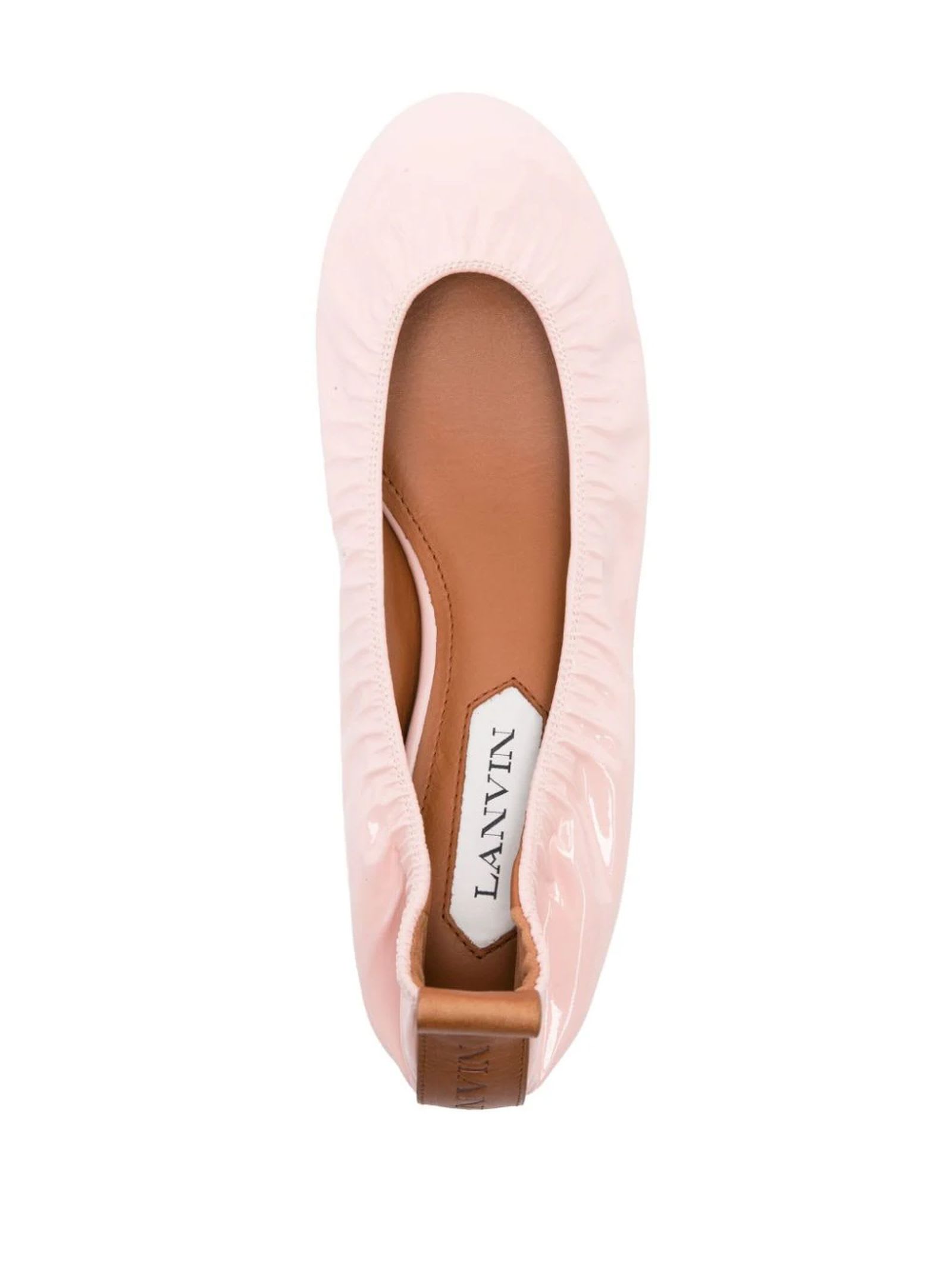 Shop Lanvin Pink Patent Leather Ballerina Shoes