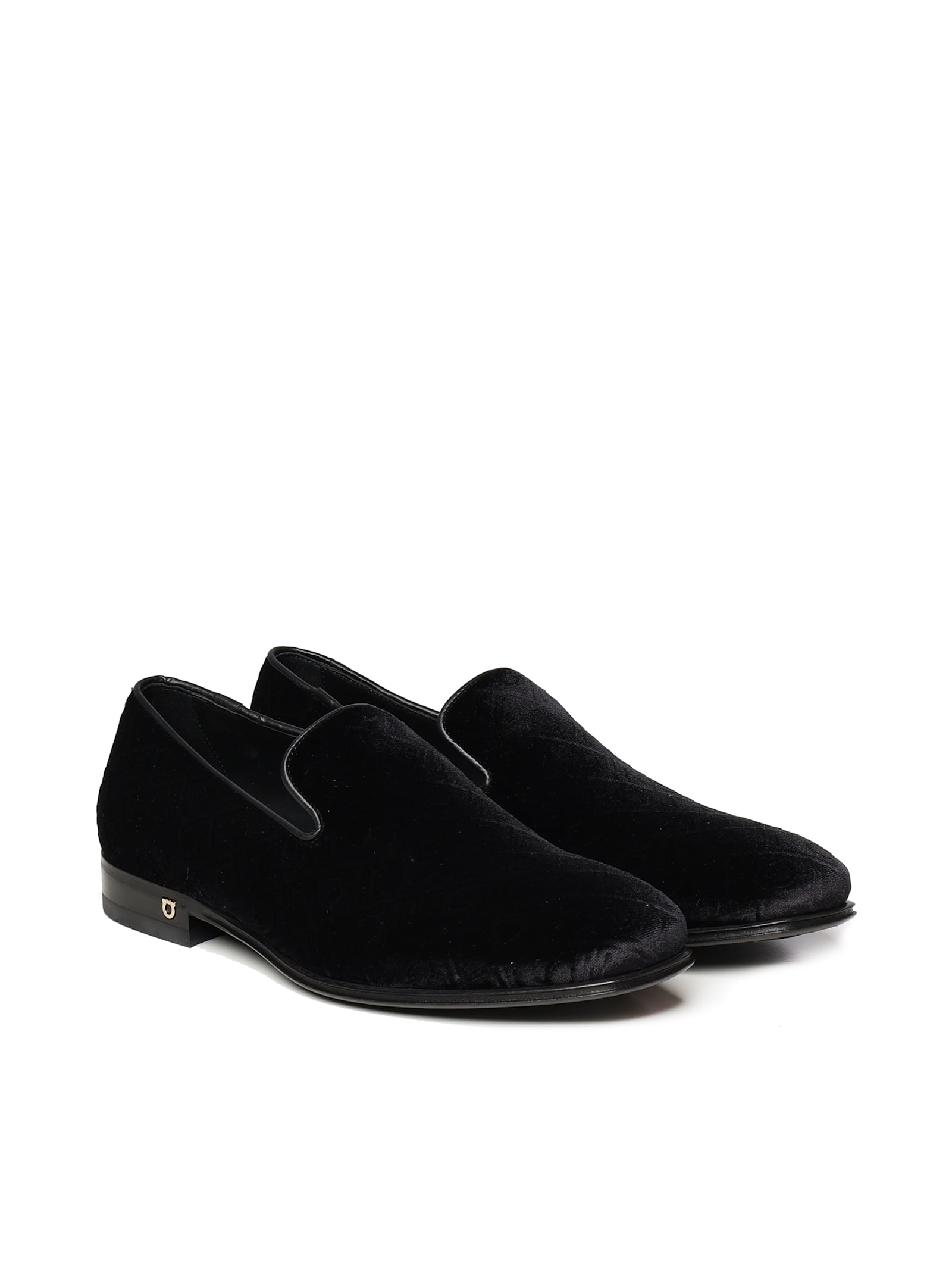 Ferragamo Velvet Loafers In Black