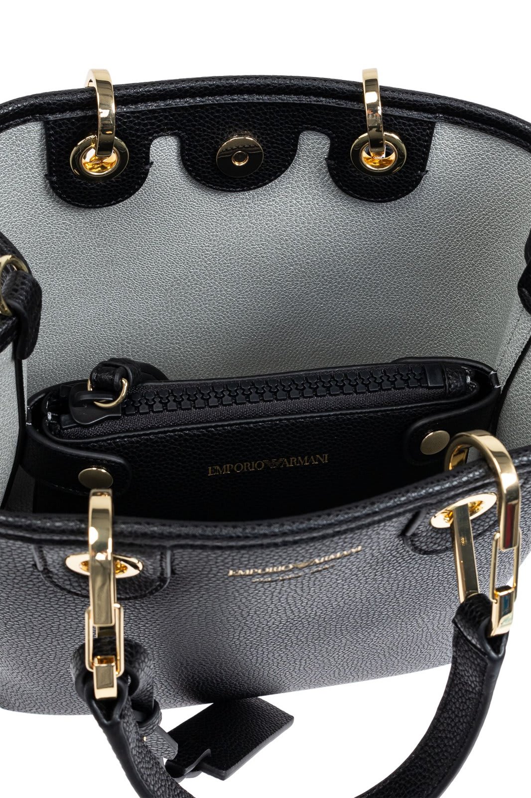 Shop Emporio Armani Borsa Shopper Bag In Nero/silver