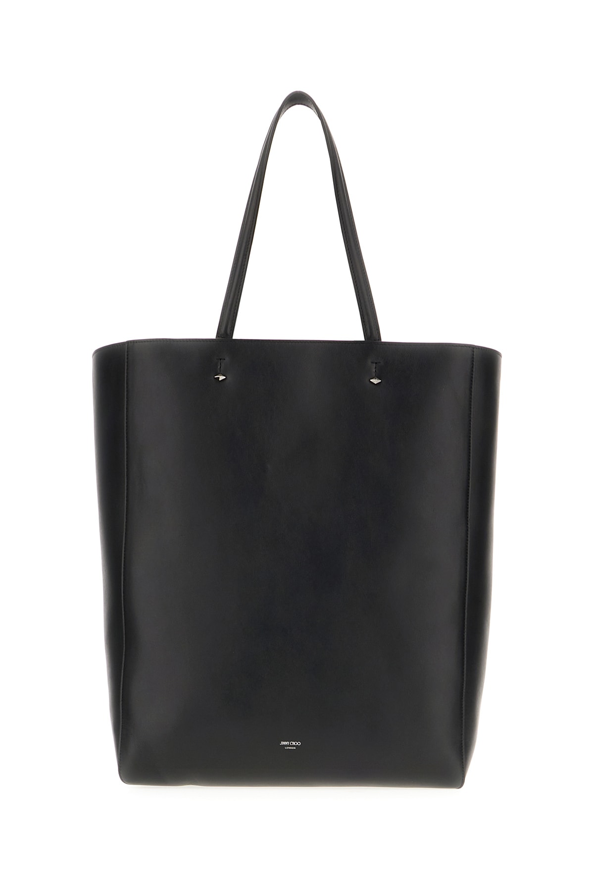 Jimmy Choo Black Leather Lenny Shopping Bag In Blackgunmetal