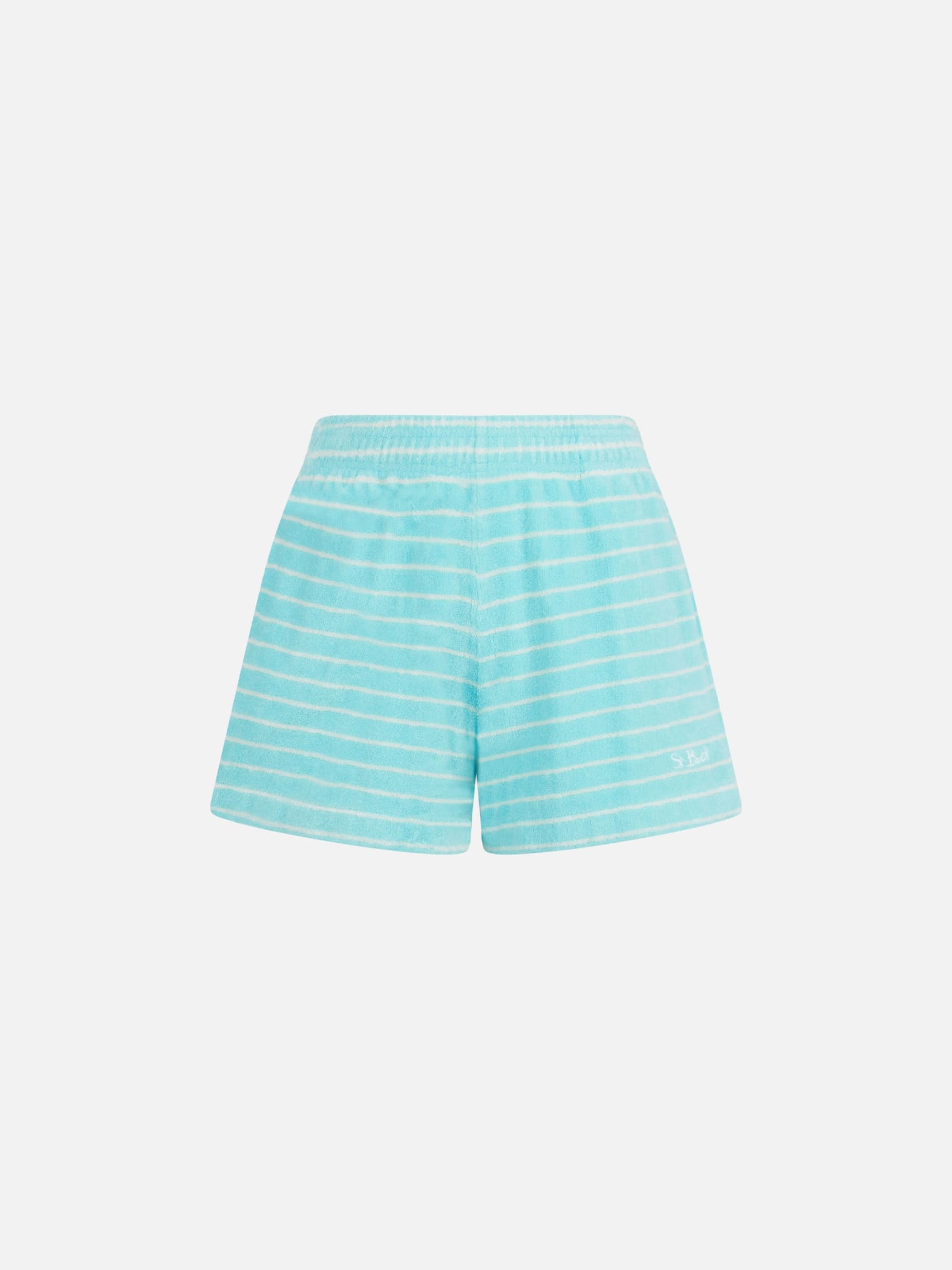 Shop Mc2 Saint Barth Woman Terry Pull Up Shorts Cate In Green